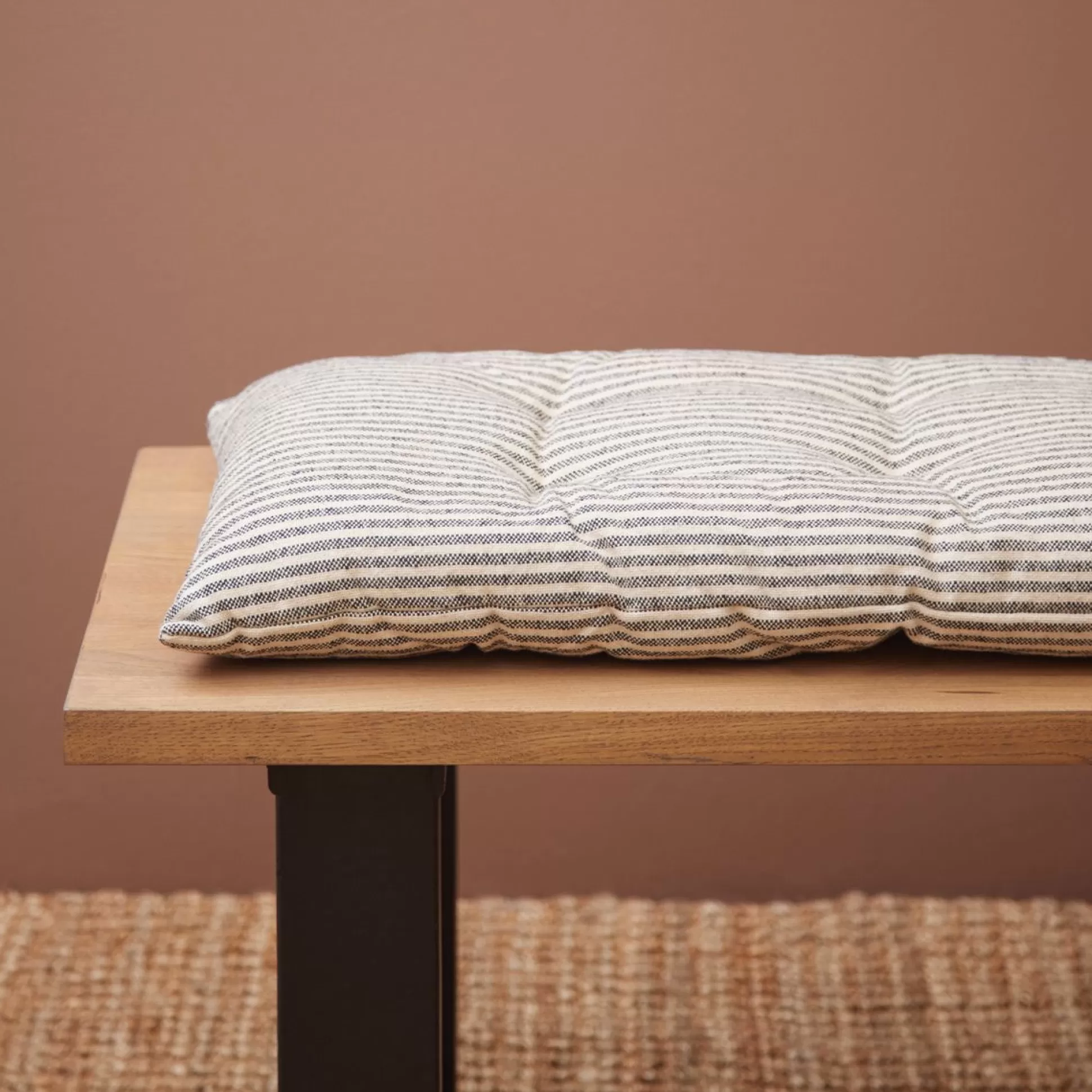 Bench Pads & Seat Pads>Meadows and Byrne Natural/Black Stripe Cotton Bench Pad