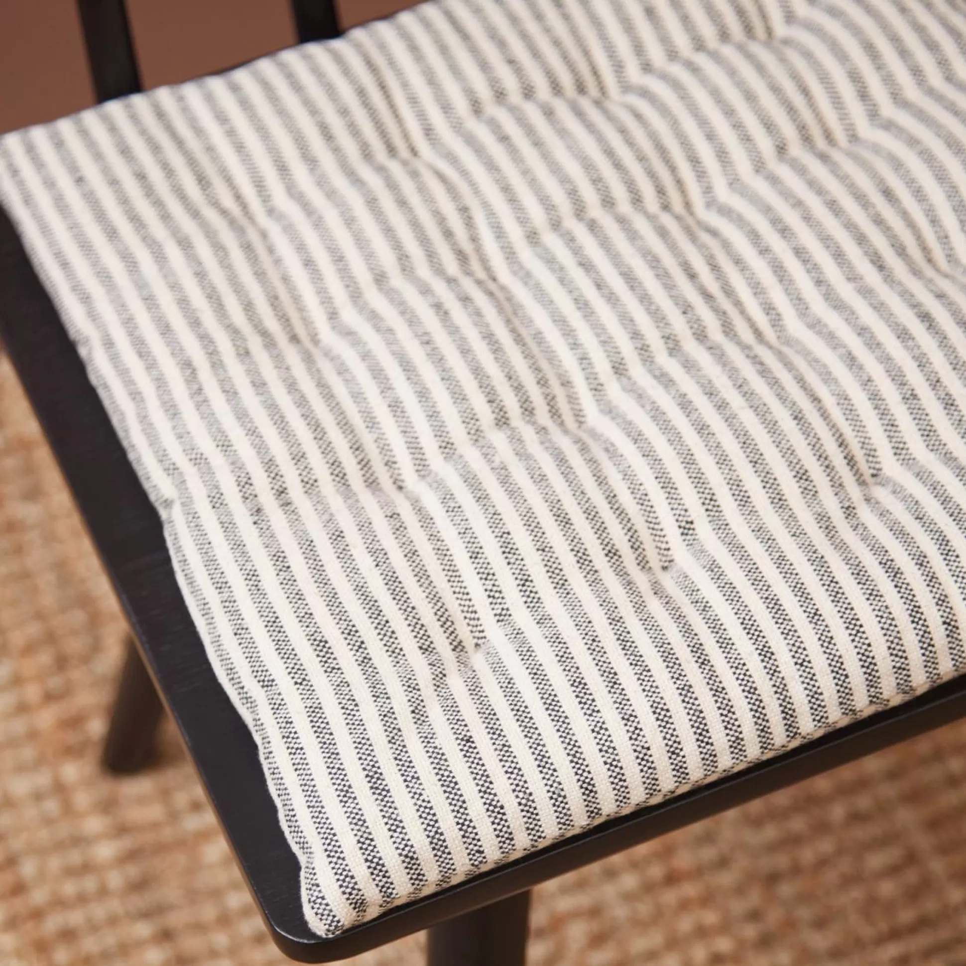 Bench Pads & Seat Pads>Meadows and Byrne Natural/Black Stripe Cotton Seat Pad