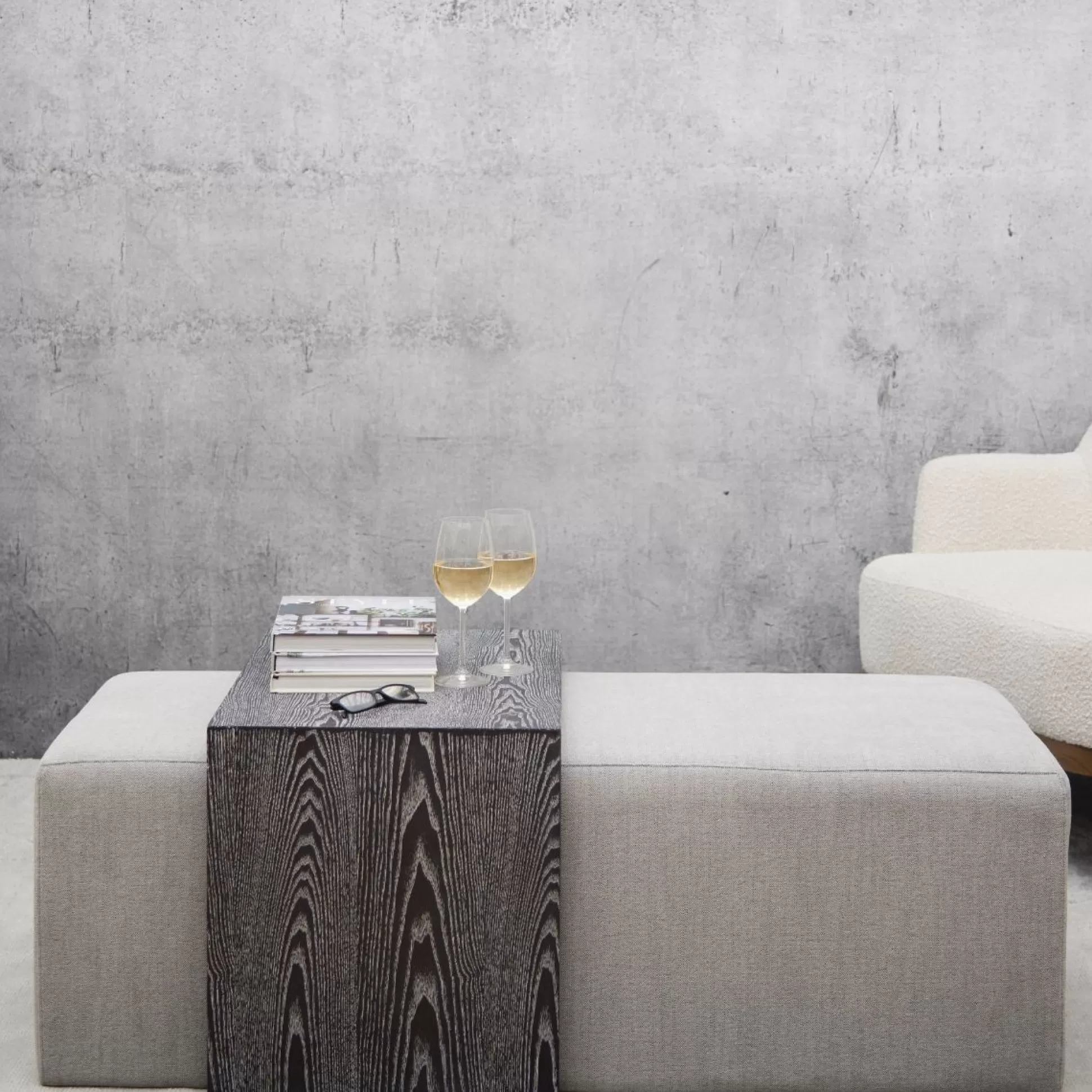 Ottomans&Footstools>Meadows and Byrne Noelle Grey Marl & Black Wood Coffee Ottoman