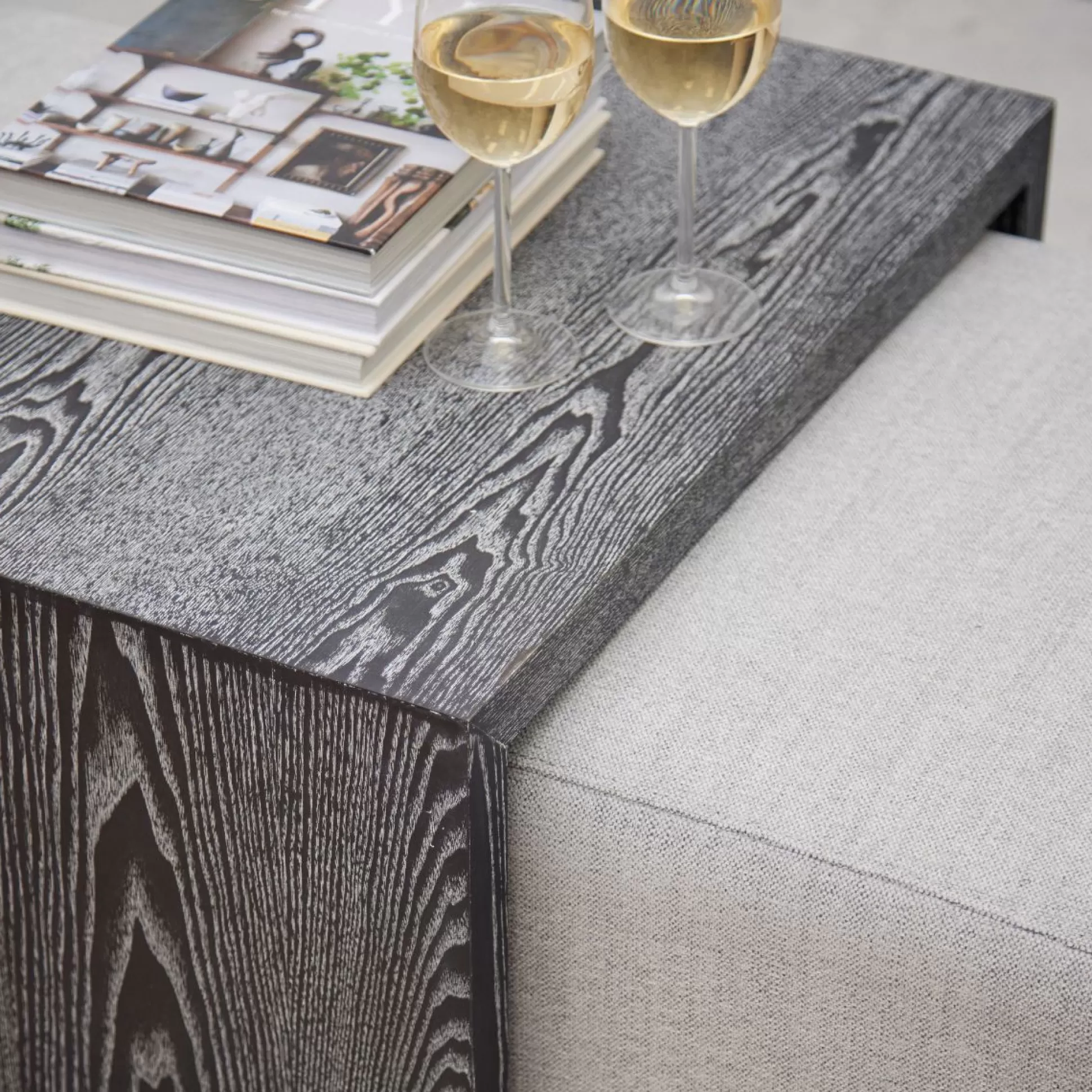 Ottomans&Footstools>Meadows and Byrne Noelle Grey Marl & Black Wood Coffee Ottoman