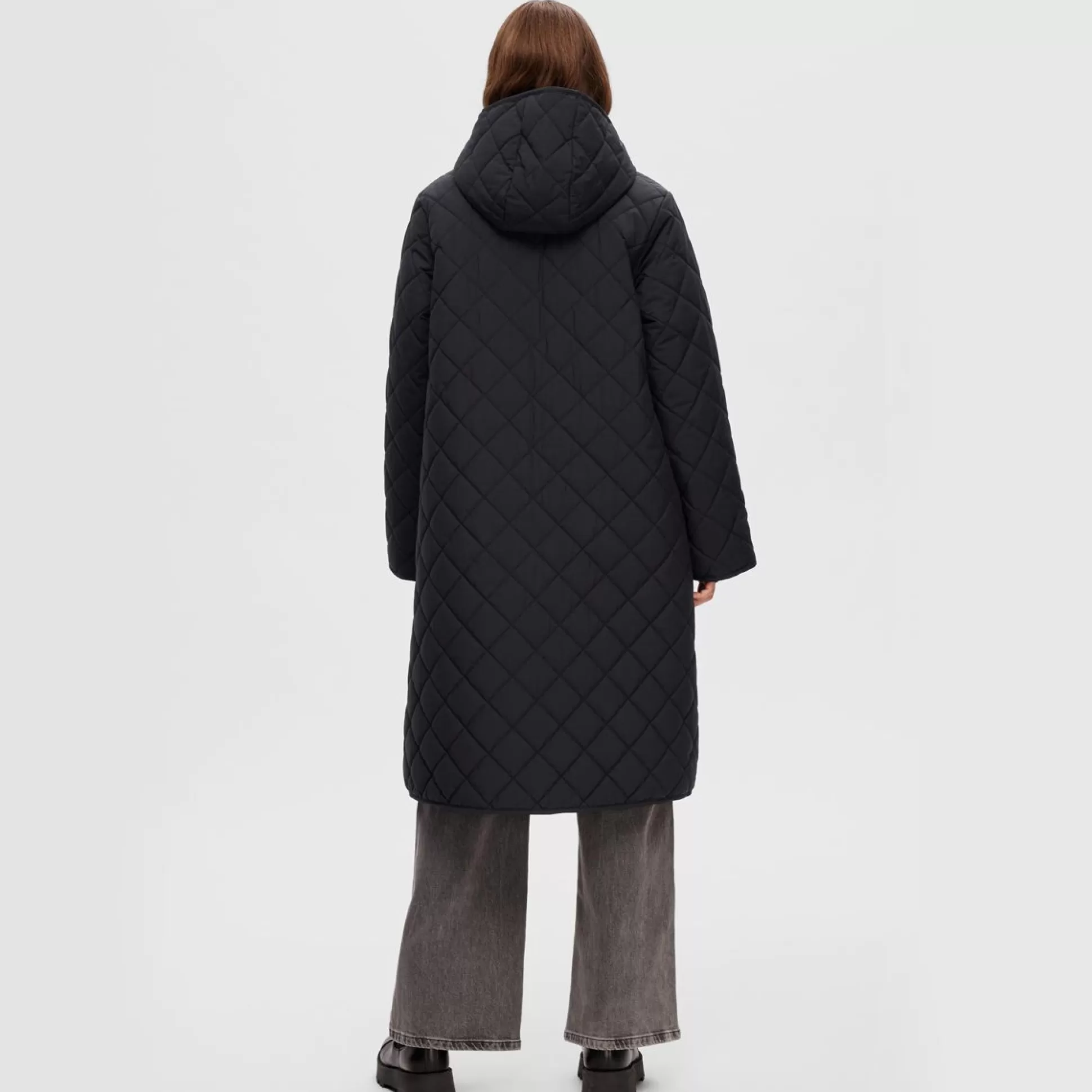 Coats & Jackets>Meadows and Byrne Nory Long Quilted Water-Repellent Coat - Black