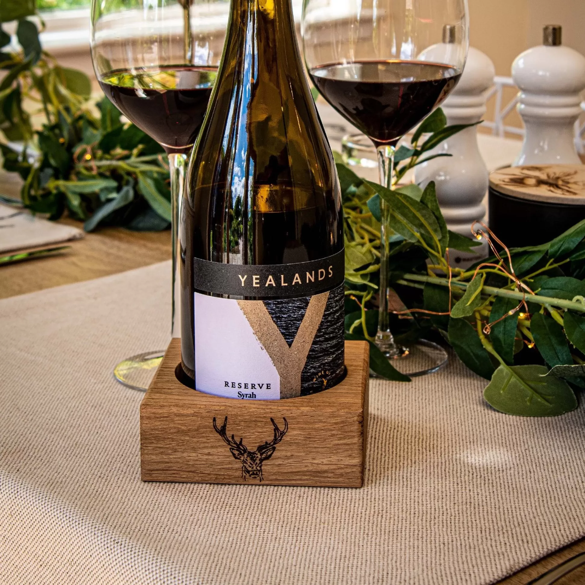 Bar Accessories>Meadows and Byrne Oak Wine Bottle Holder - Stag