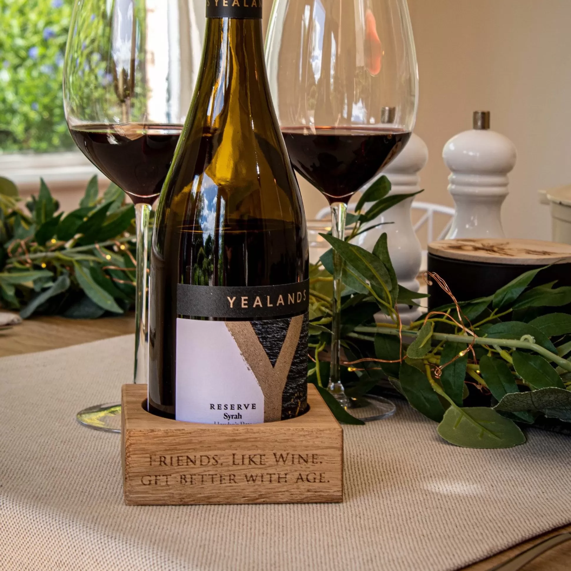 Bar Accessories>Meadows and Byrne Oak Wine Bottle Holder - Wine Quote