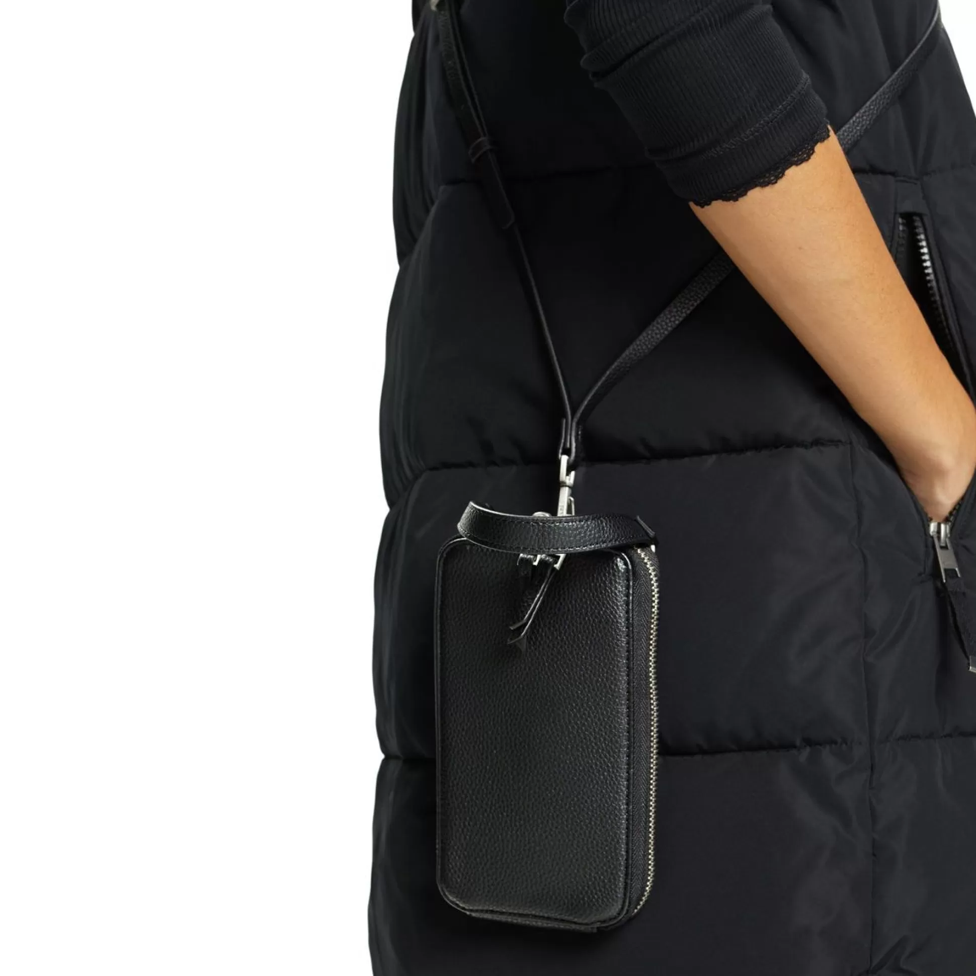 Backpacks, Bags, Purses>Meadows and Byrne Olive Faux Leather Phone Bag - Black