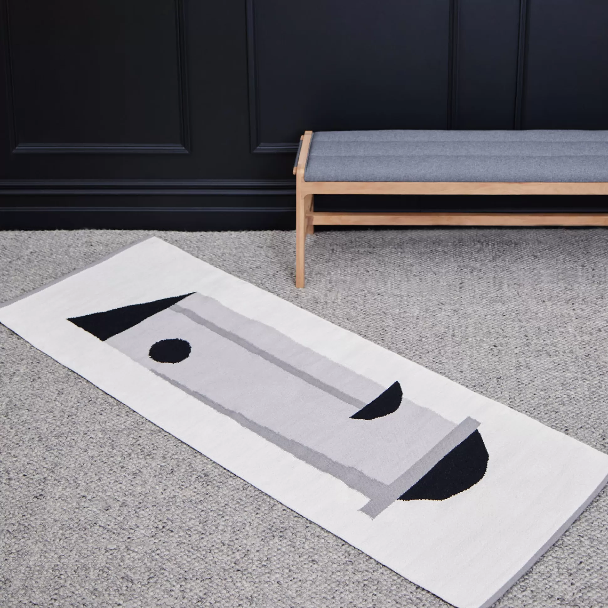 Rugs & Door Mats>Meadows and Byrne Otto Runner - Black