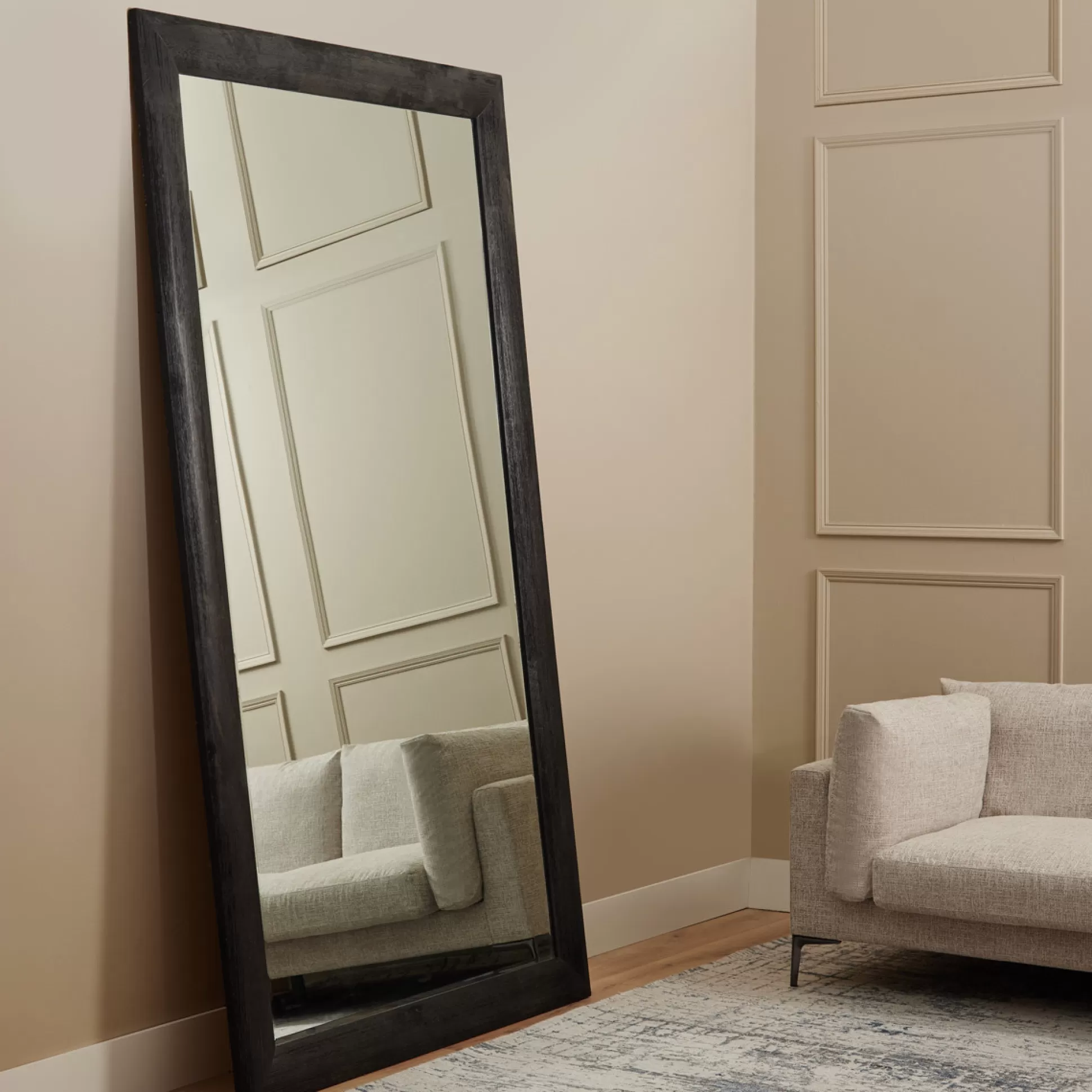 Mirrors>Meadows and Byrne Oxford Black Timber Standing Mirror