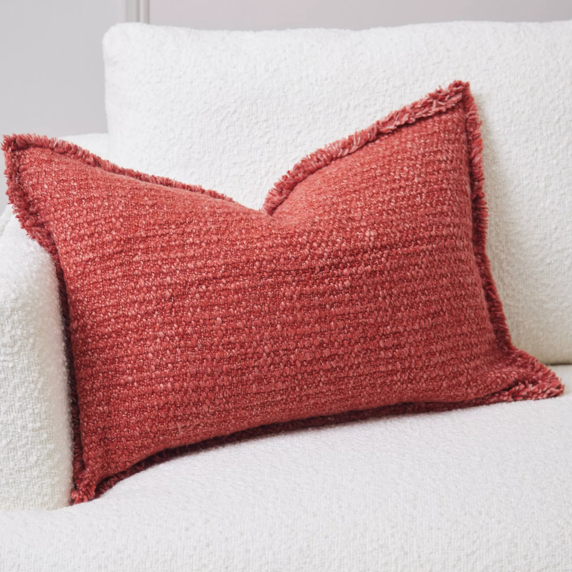 Cushions>Meadows and Byrne Paprika Cushion With Frayed Edge