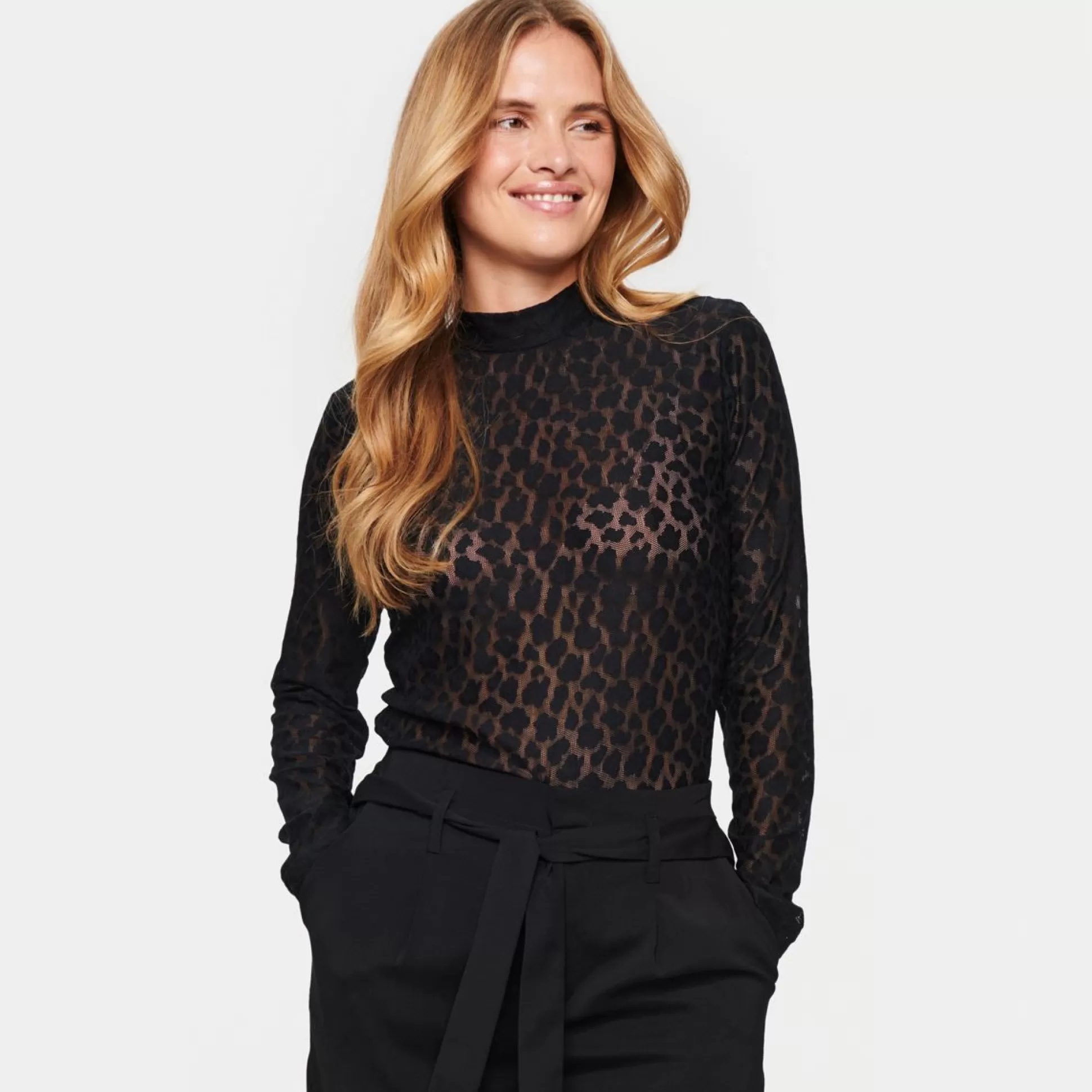 Tops & T-Shirts>Meadows and Byrne Rasmin Mesh Top Black
