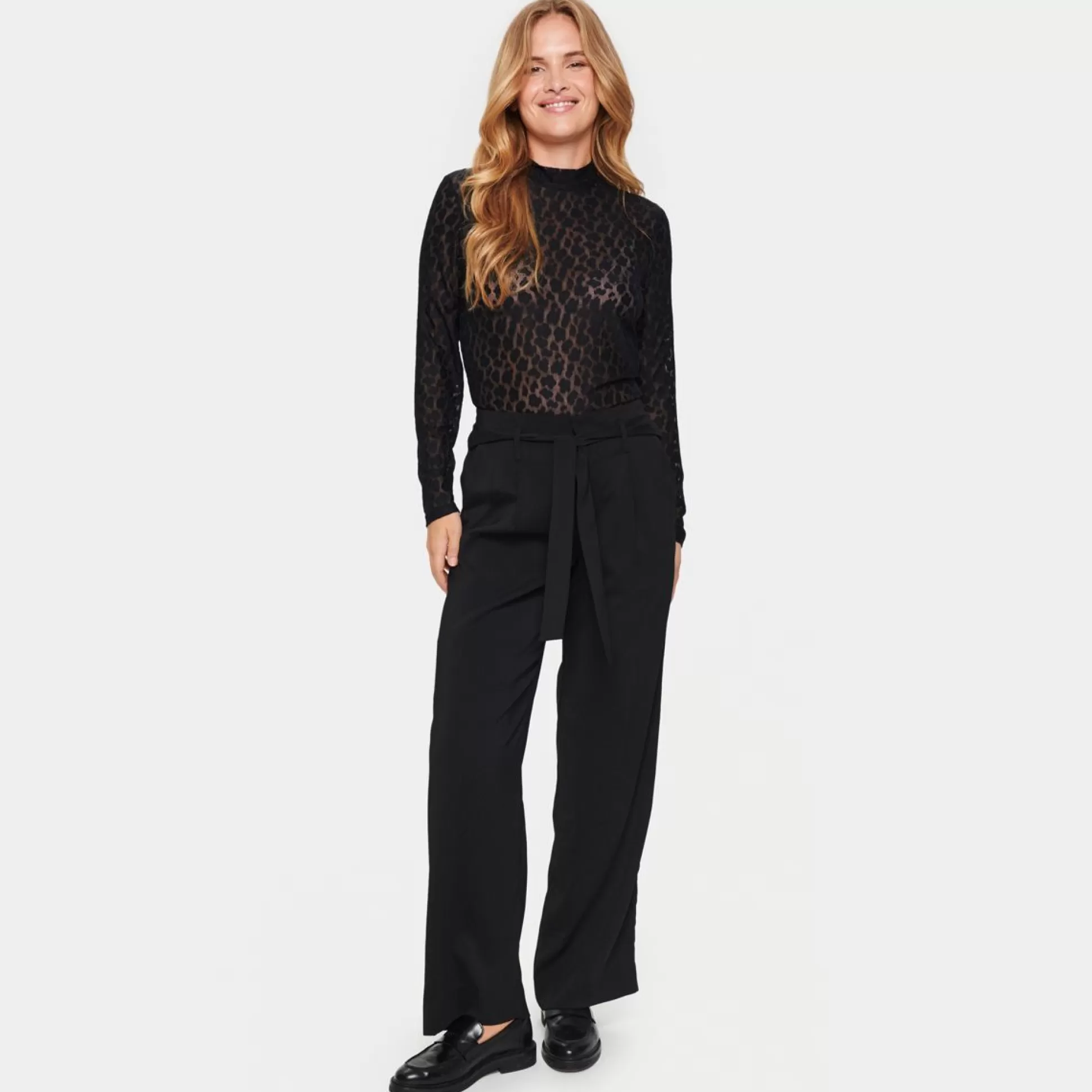 Tops & T-Shirts>Meadows and Byrne Rasmin Mesh Top Black