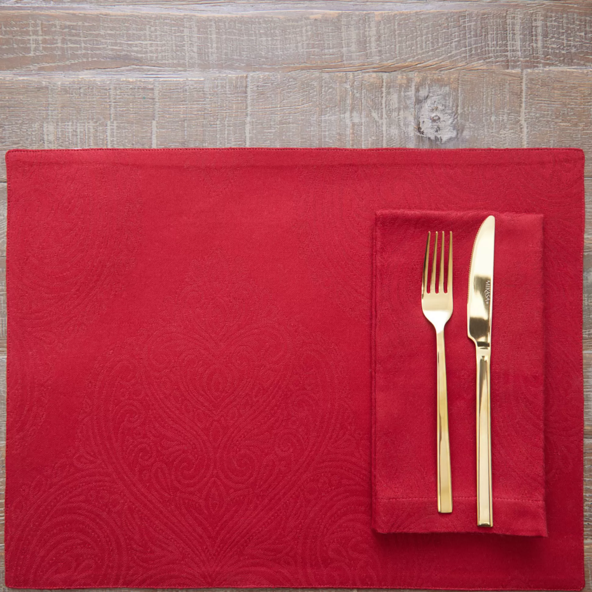 Table Linen>Meadows and Byrne Red Jacquard Placemat Set Of 6