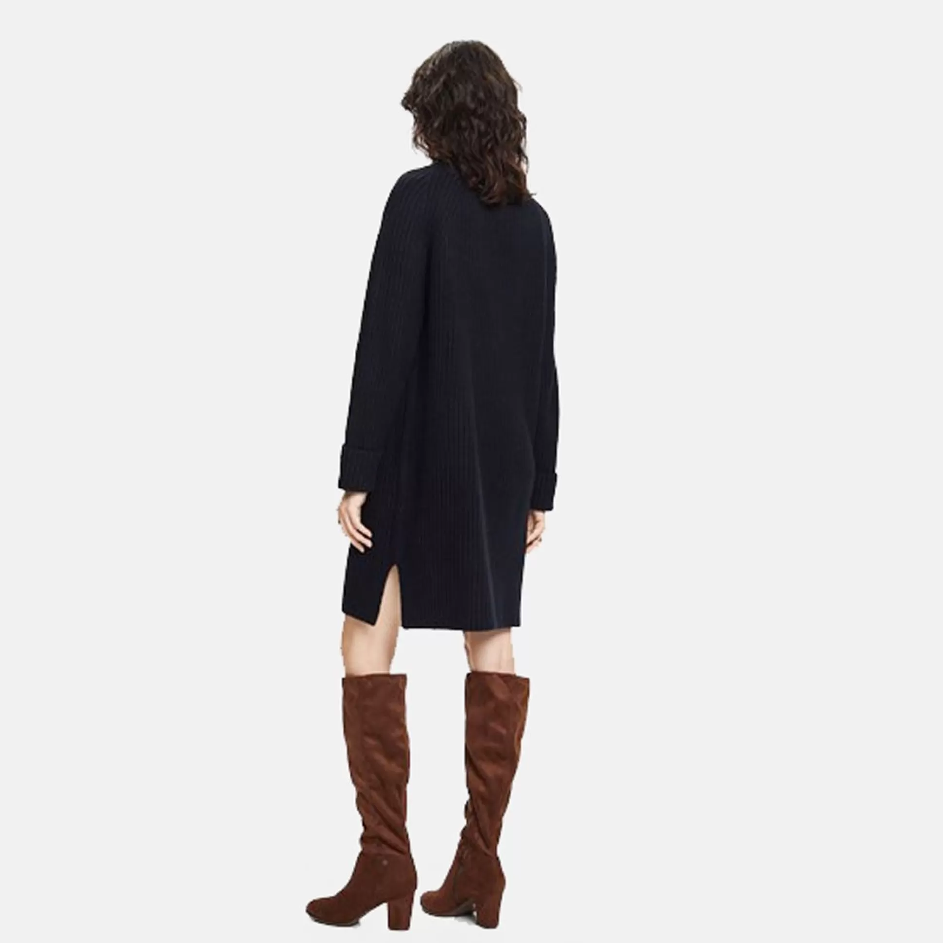 Dresses & Skirts>Meadows and Byrne Rib Knit Short Crew Neck Dress Black