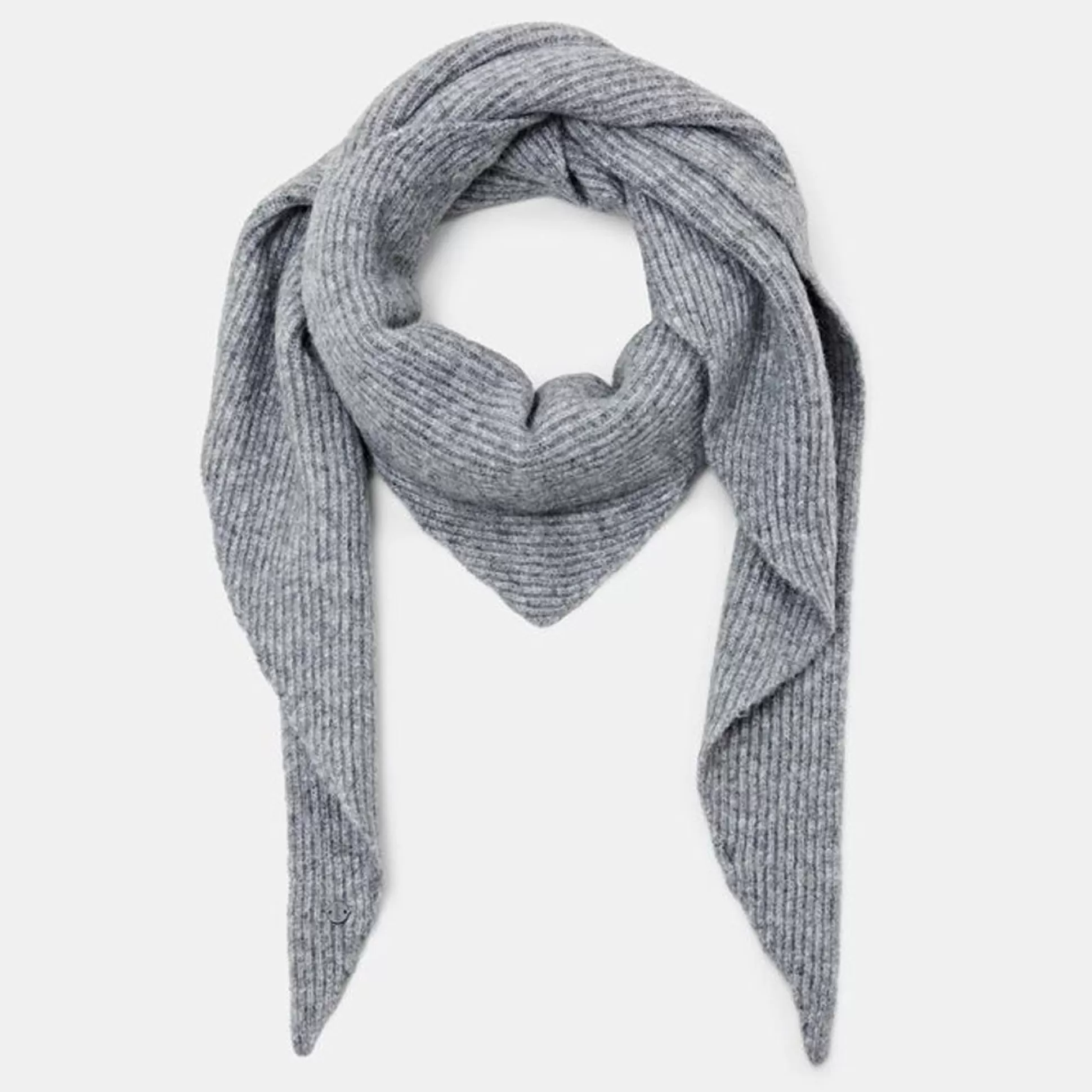 Hats, Scarves, Gloves>Meadows and Byrne Rib Knit Triangle Scarf Grey