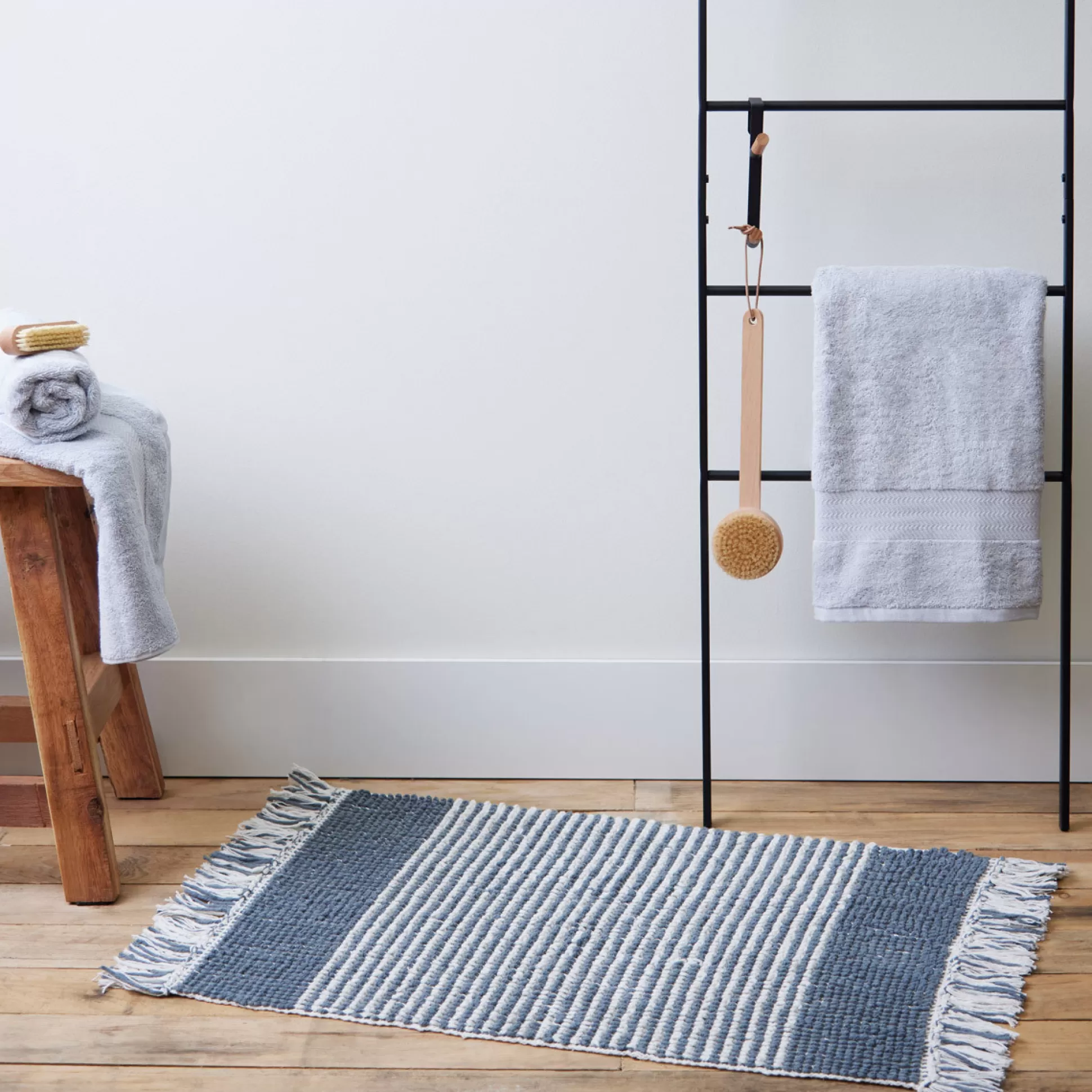 Bath Mats>Meadows and Byrne Rocca Cotton Bathmat - Slate Blue