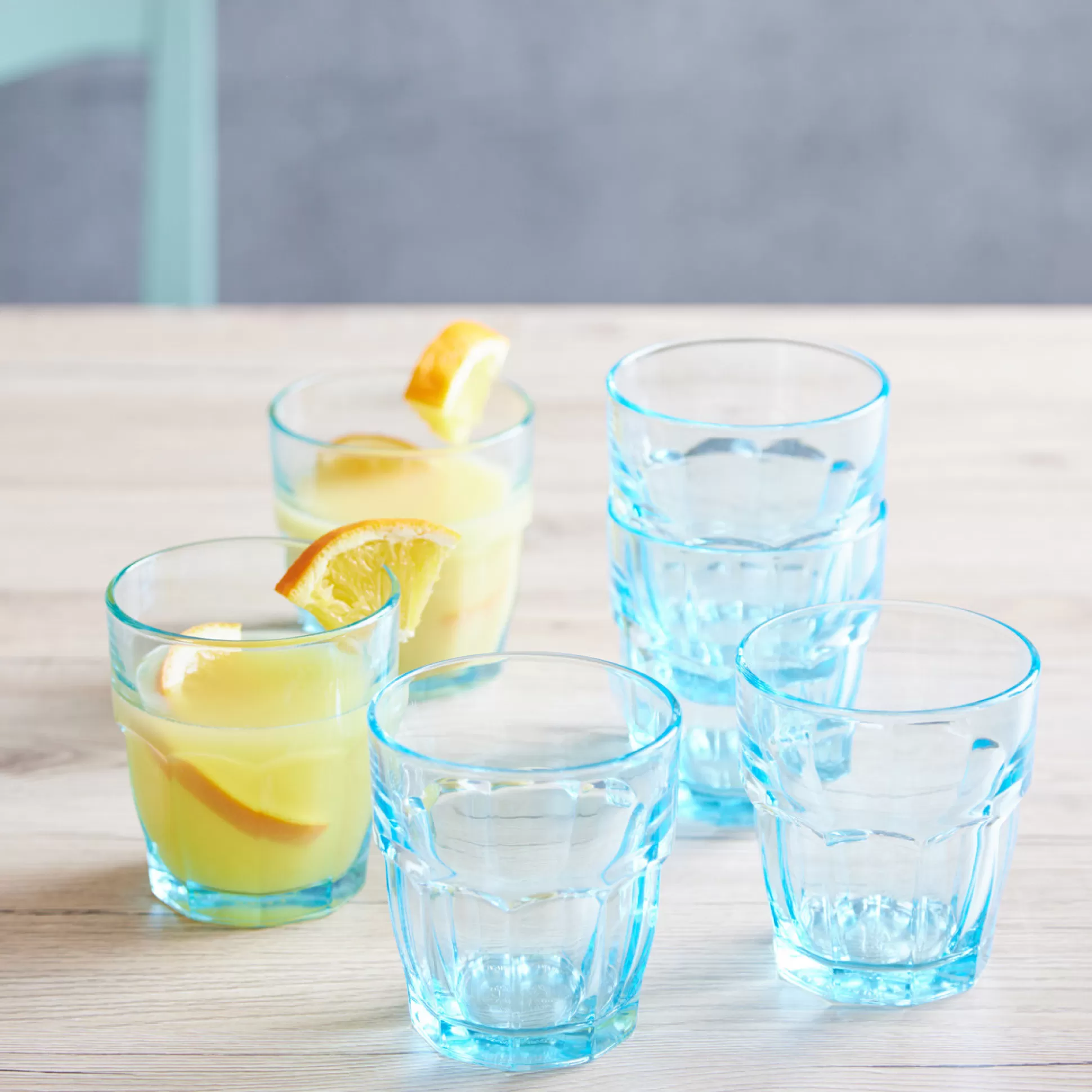 Glassware&Wine Glasses>Meadows and Byrne Rock Bar Juice Glass -Ice Blue - Set Of 6