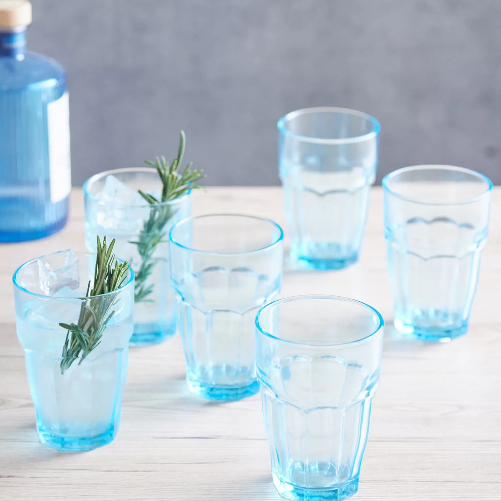Glassware&Wine Glasses>Meadows and Byrne Rock Bar Long Drink - Ice Blue- Set Of 6