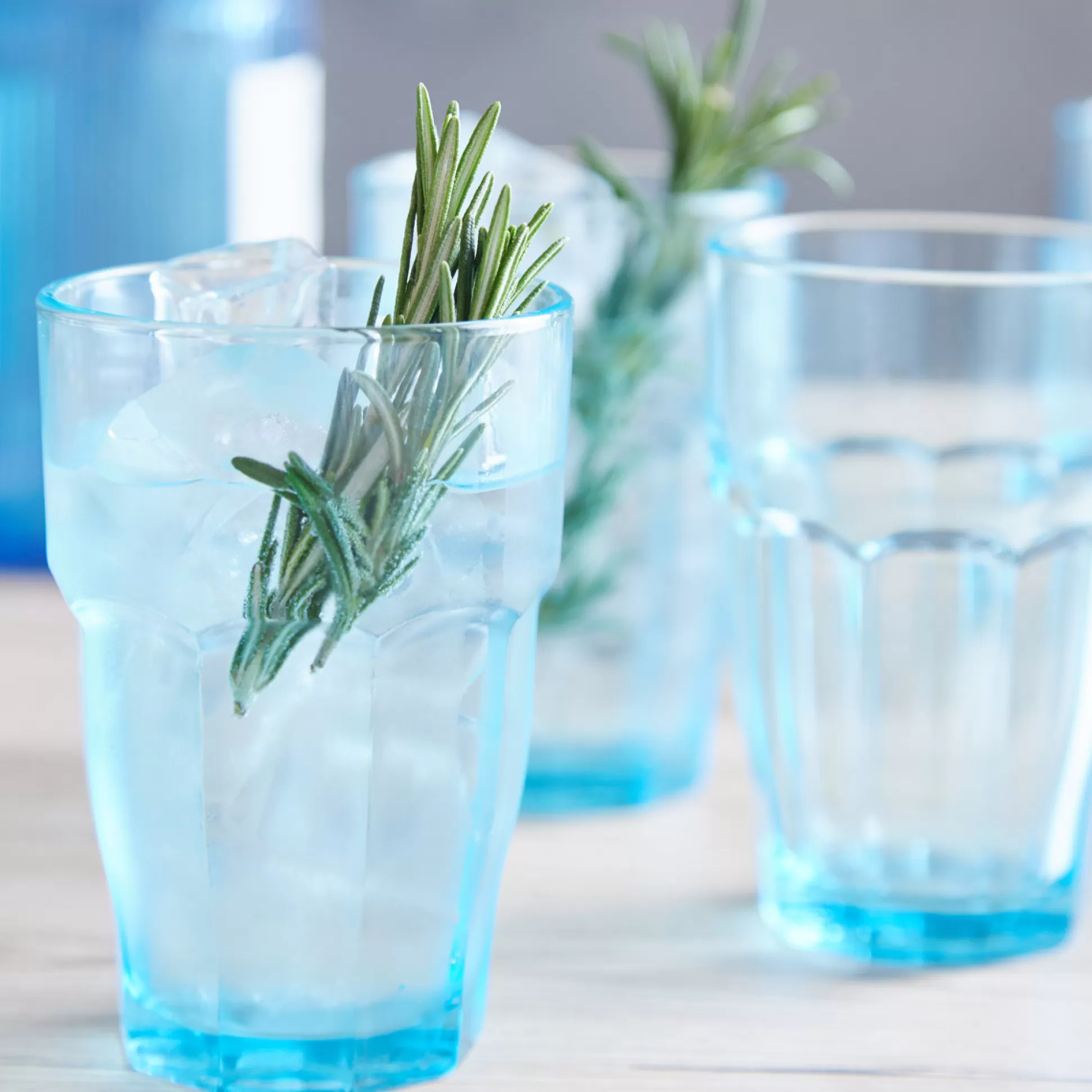 Glassware&Wine Glasses>Meadows and Byrne Rock Bar Long Drink - Ice Blue- Set Of 6