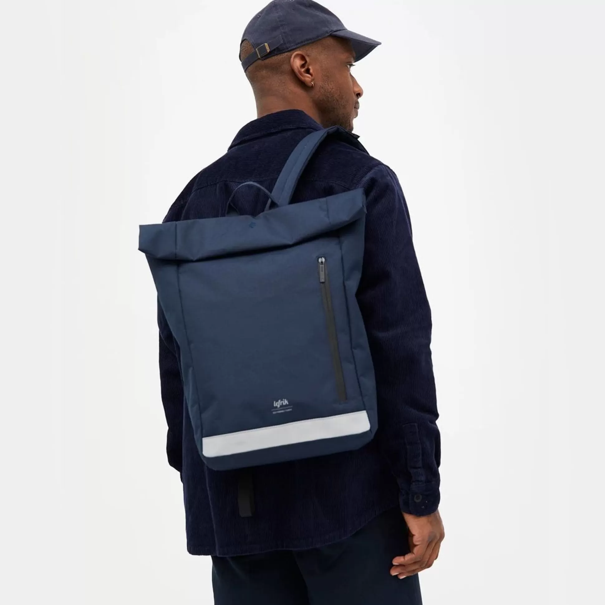 Backpacks, Bags, Purses>Meadows and Byrne Roll Reflective Backpack - Navy