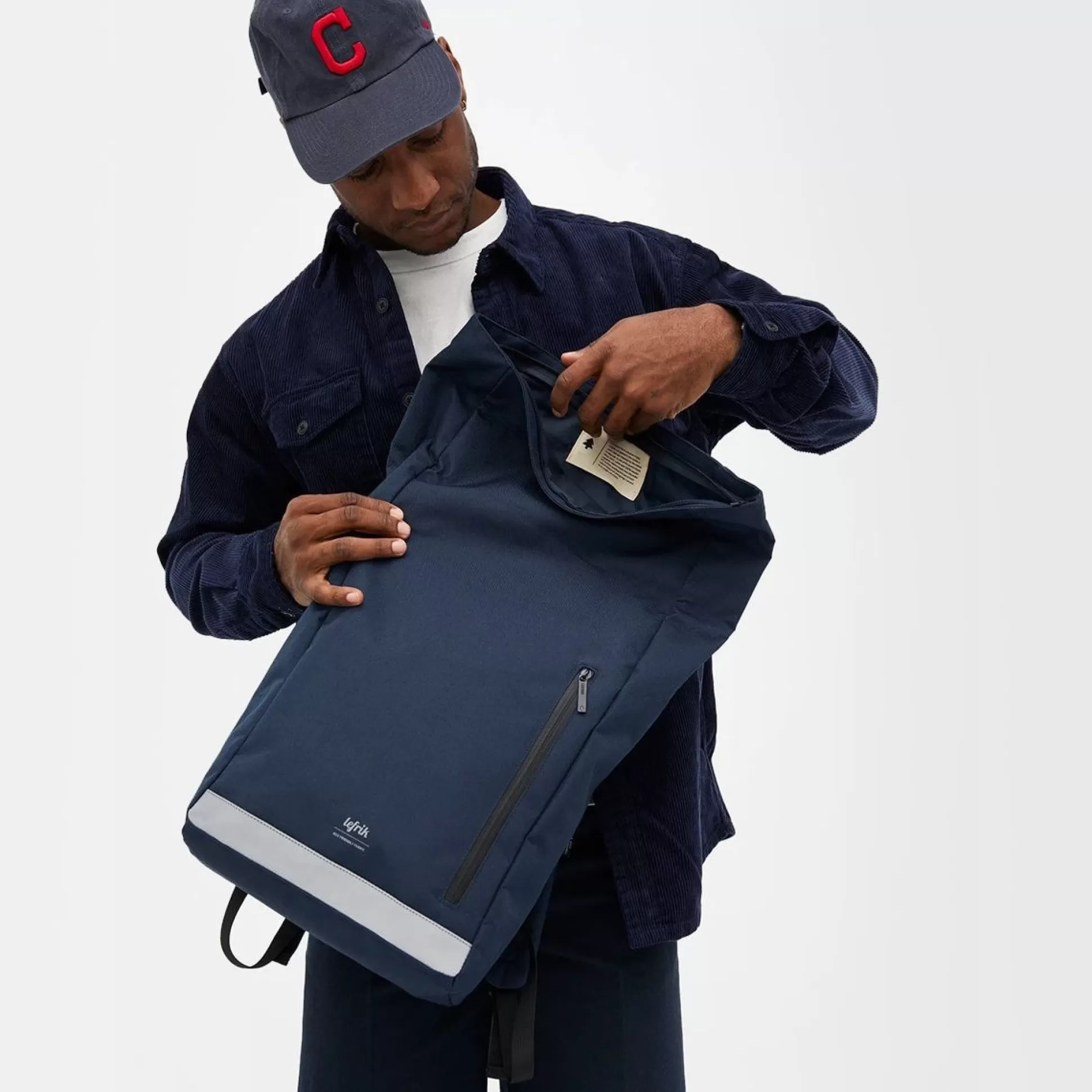 Backpacks, Bags, Purses>Meadows and Byrne Roll Reflective Backpack - Navy
