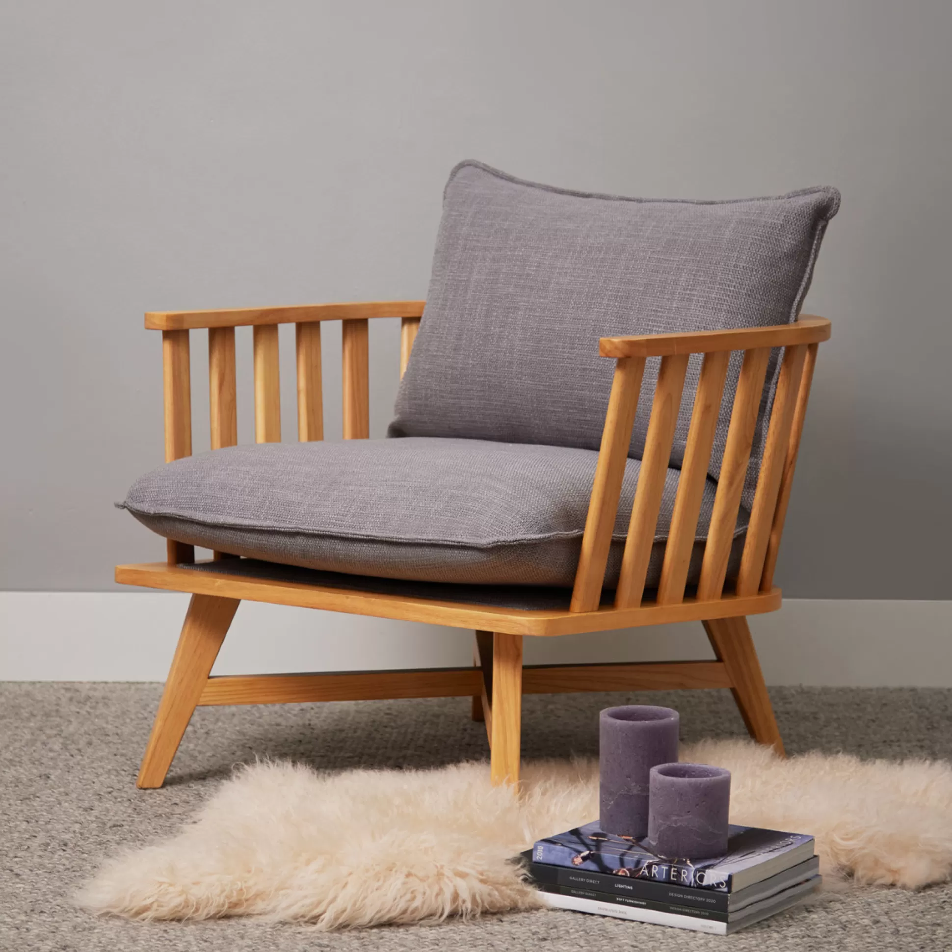 Armchairs>Meadows and Byrne Sawyer Grey & Oak Oversized Lounge Chair