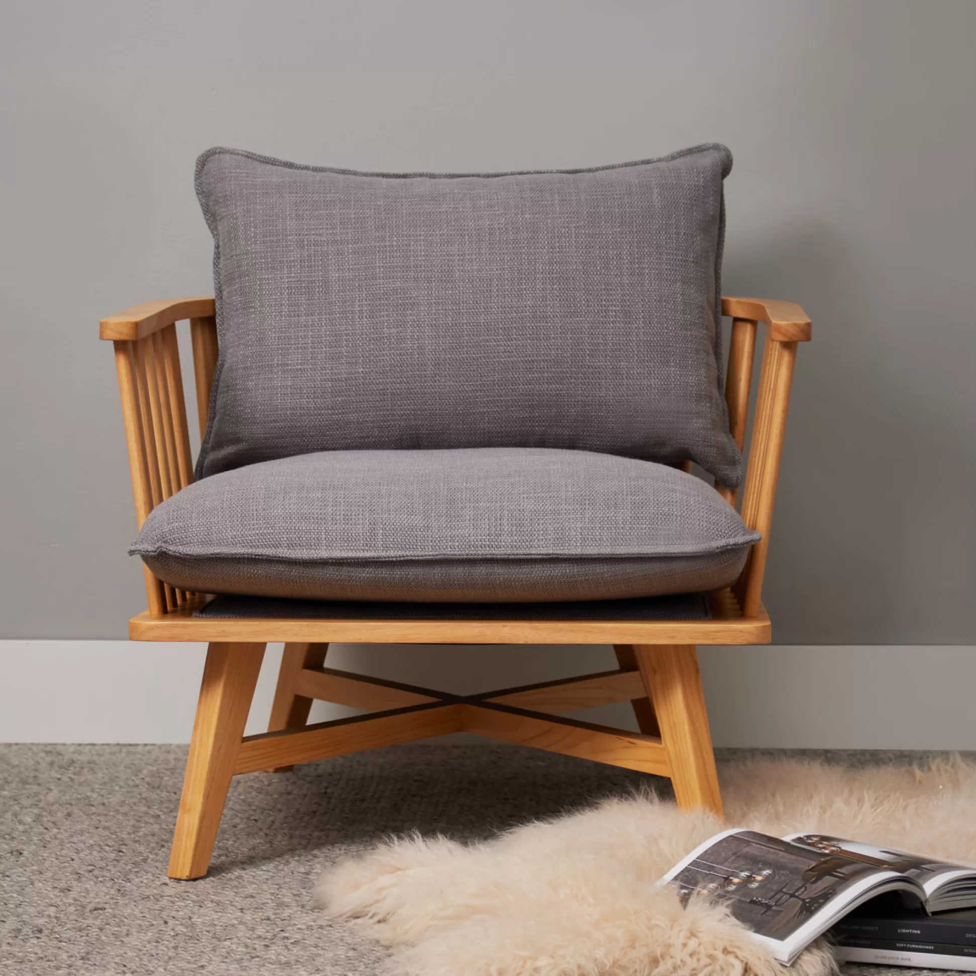 Armchairs>Meadows and Byrne Sawyer Grey & Oak Oversized Lounge Chair