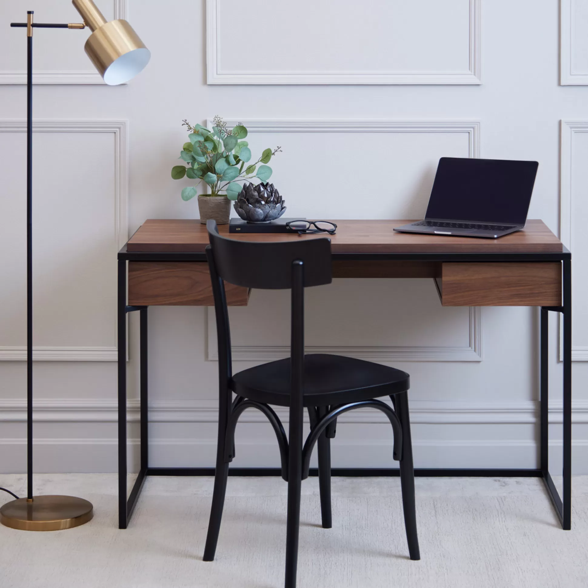 - Home Desks>Meadows and Byrne Selby Walnut Veneer And Metal Desk