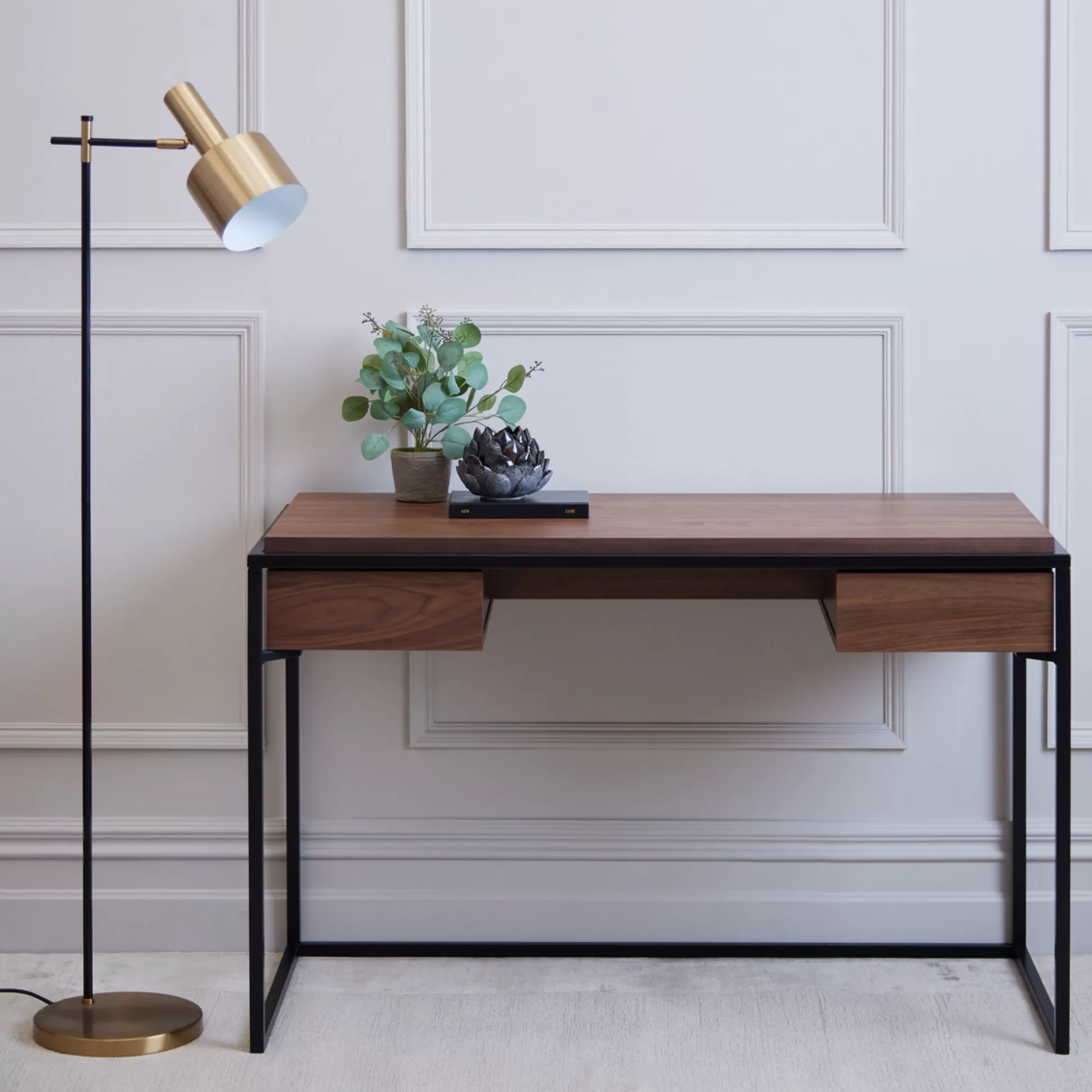 - Home Desks>Meadows and Byrne Selby Walnut Veneer And Metal Desk
