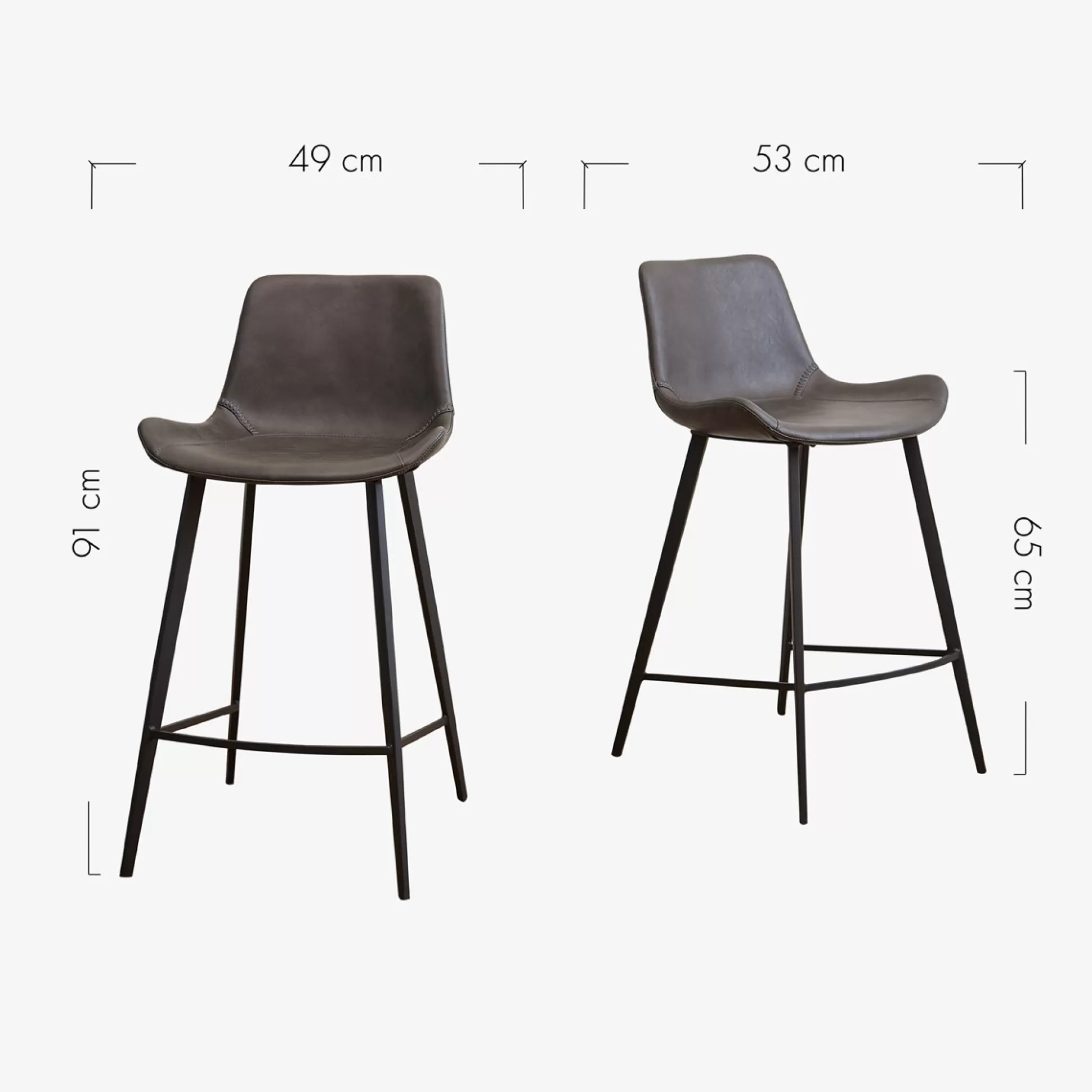 Bar&Counter Stools>Meadows and Byrne Set Of 2 Hype Grey Leather Vinyl Counter Stools