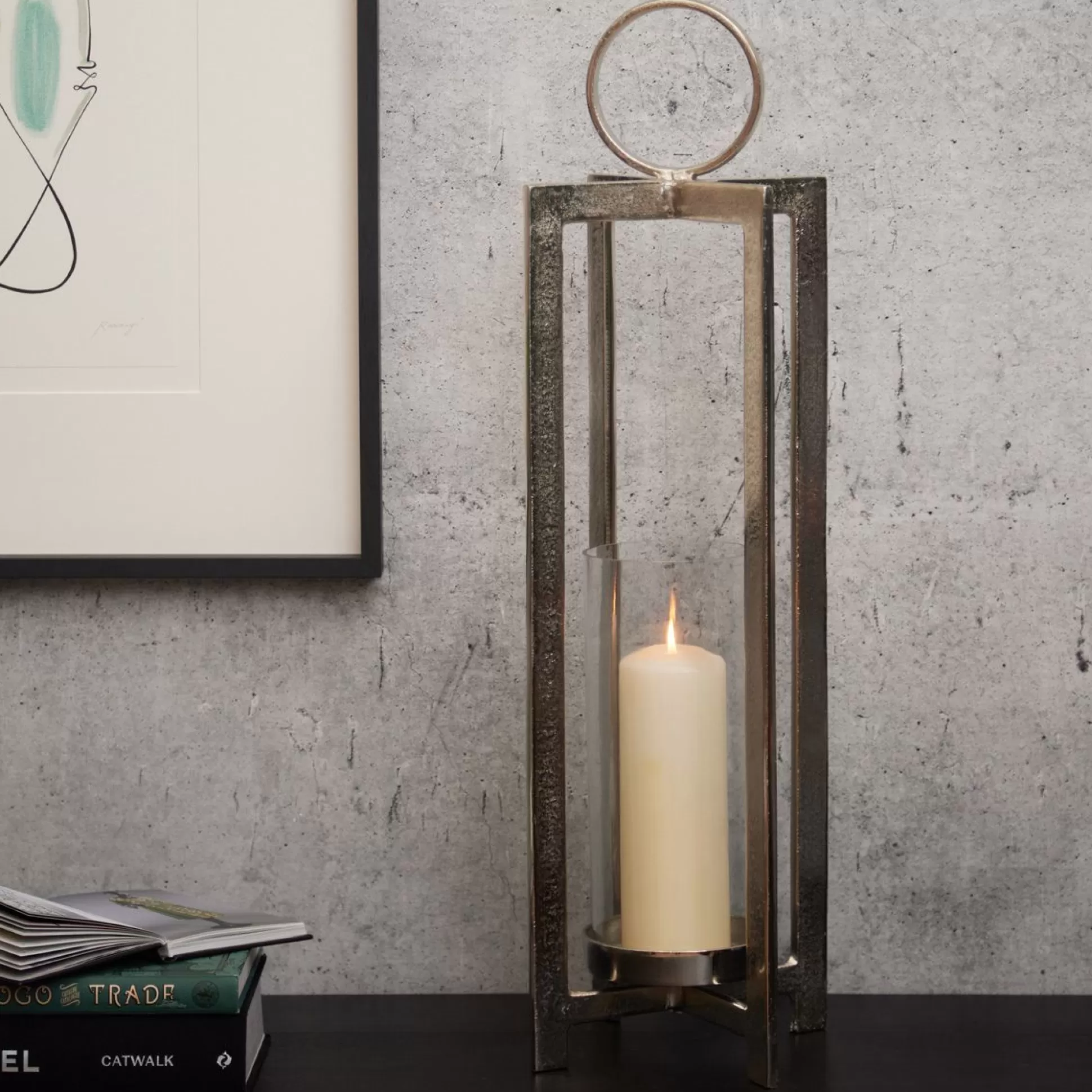 Candle Lanterns>Meadows and Byrne Silver Thorpe Hurricane With Glass - Large