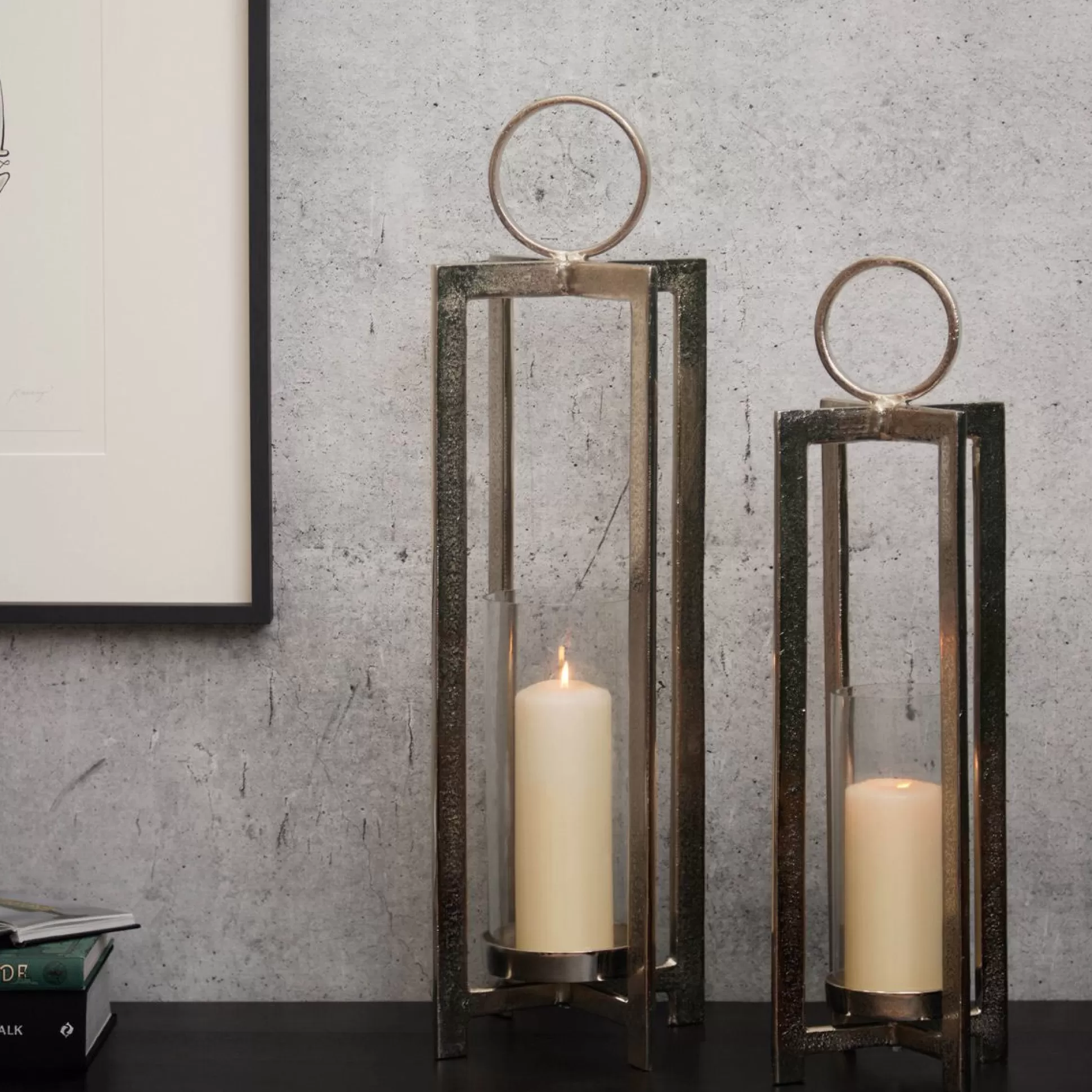 Candle Lanterns>Meadows and Byrne Silver Thorpe Hurricane With Glass - Large