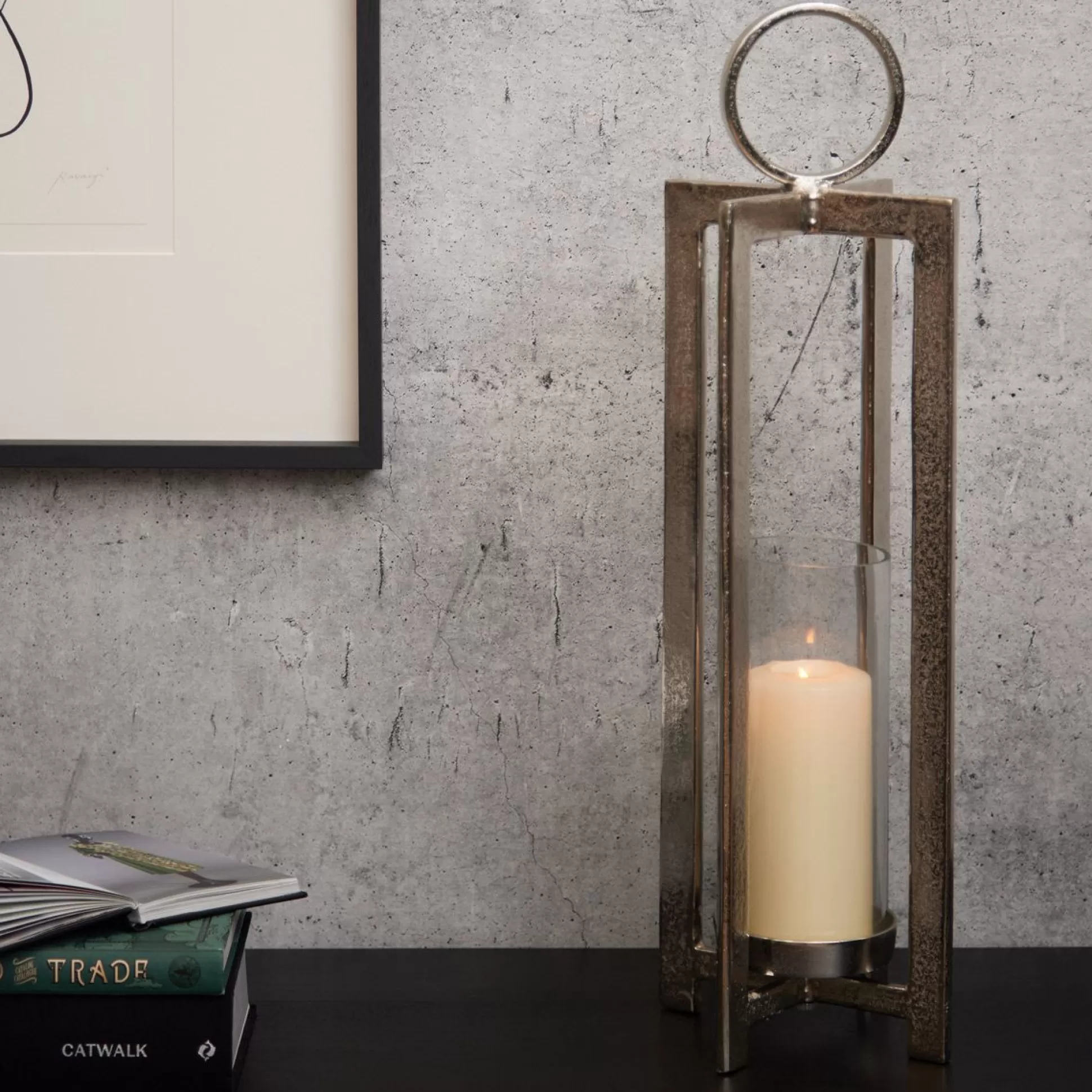 Candle Lanterns>Meadows and Byrne Silver Thorpe Hurricane With Glass - Small