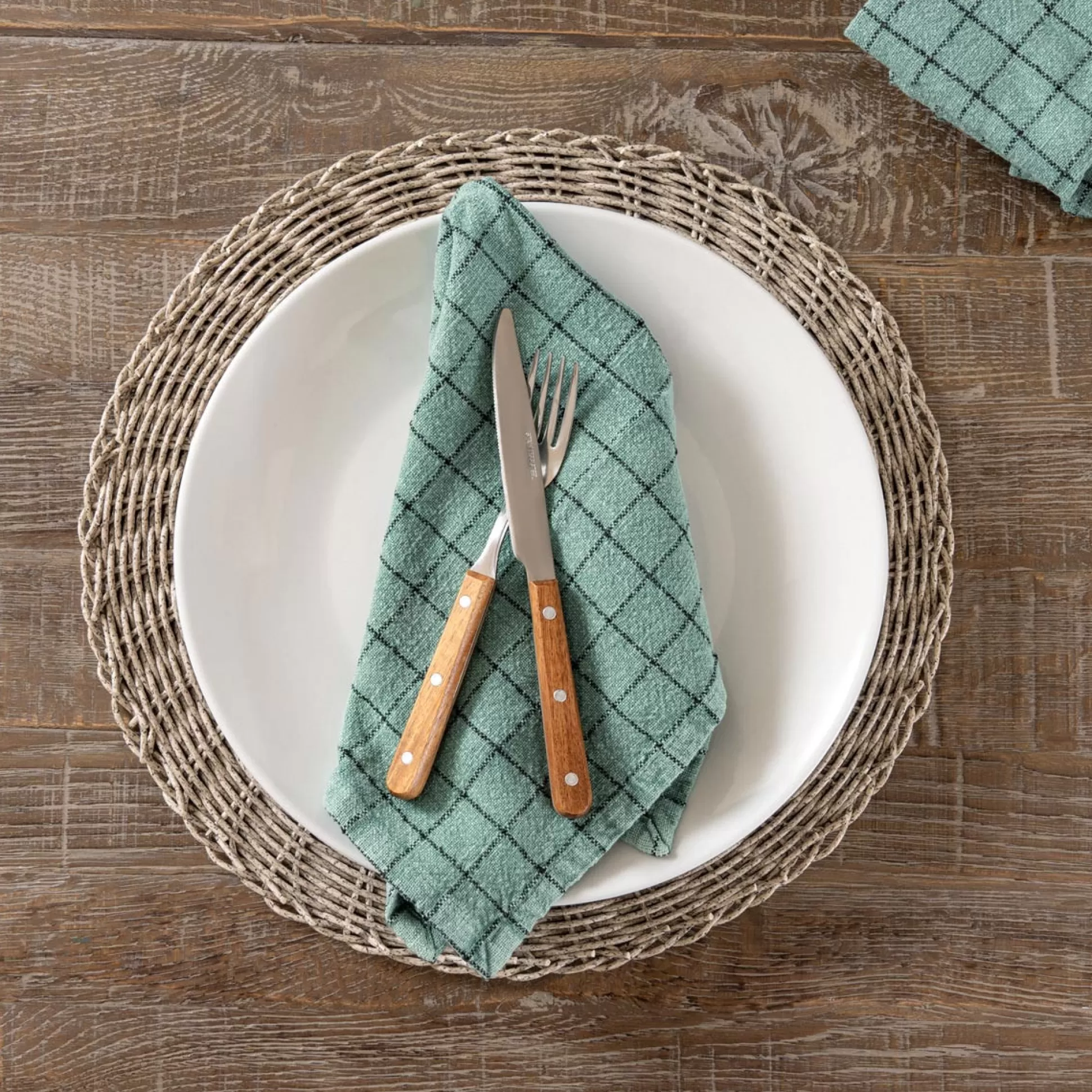 Table Linen>Meadows and Byrne Slub Green Napkin Set Of 6