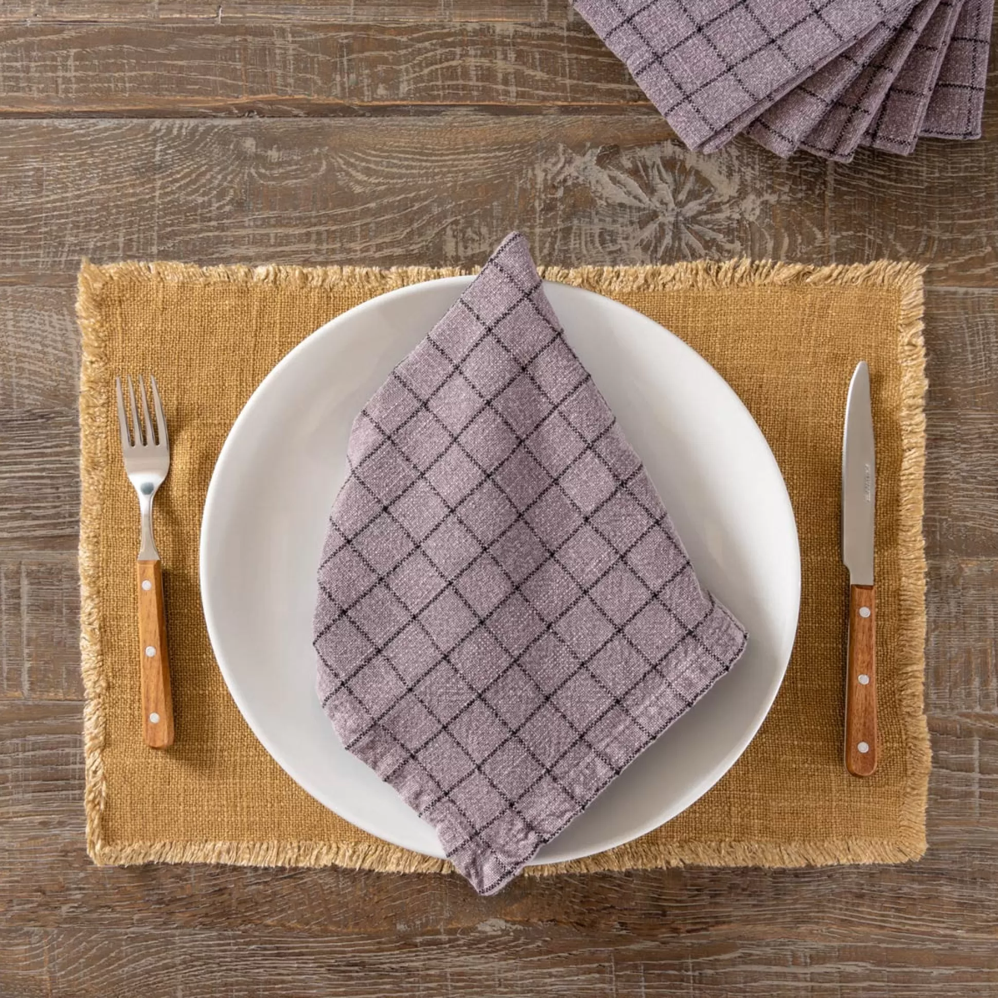 Table Linen>Meadows and Byrne Slub Purple Napkin Set Of 6