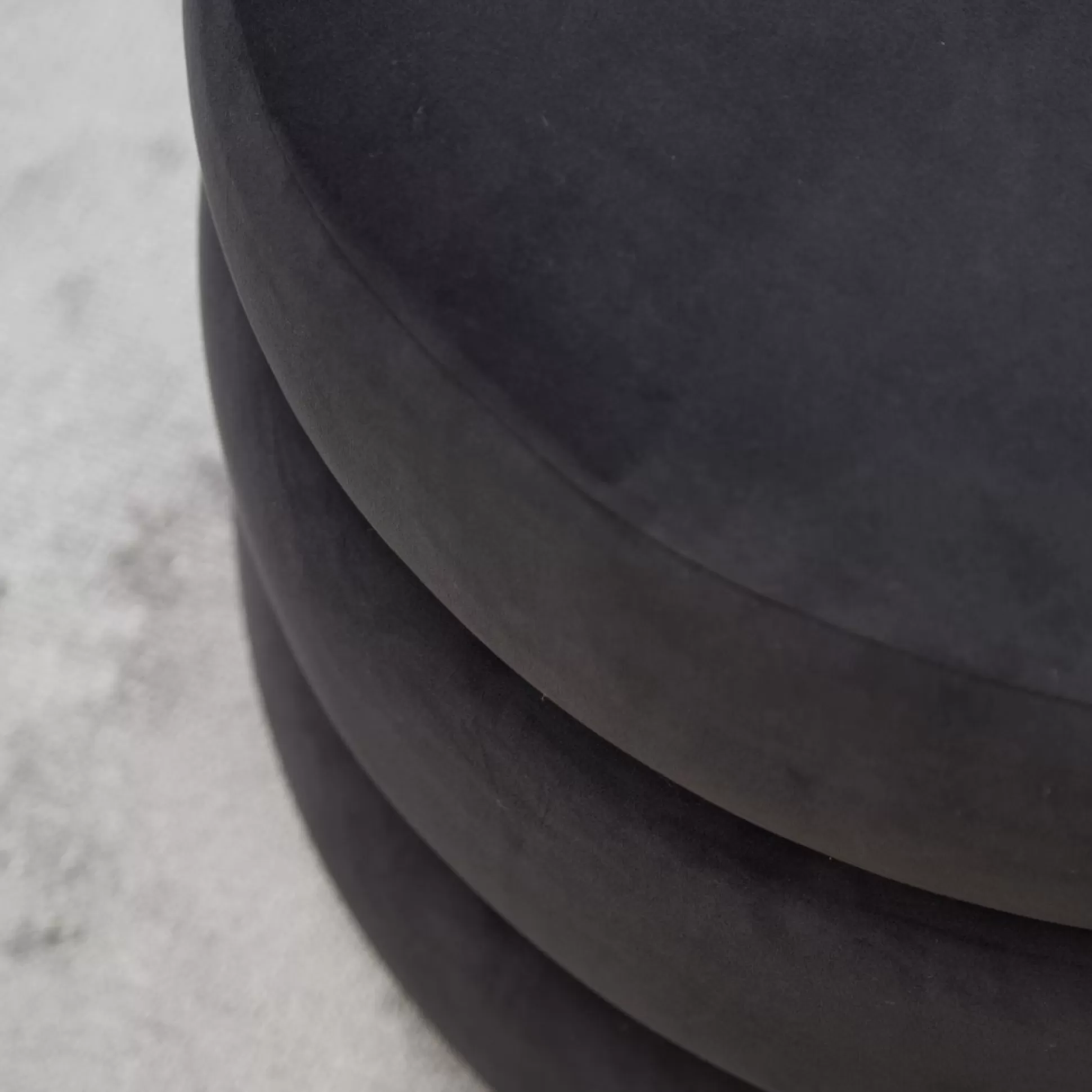 Ottomans&Footstools>Meadows and Byrne Sonia Round Footstool Gun Metal Velvet