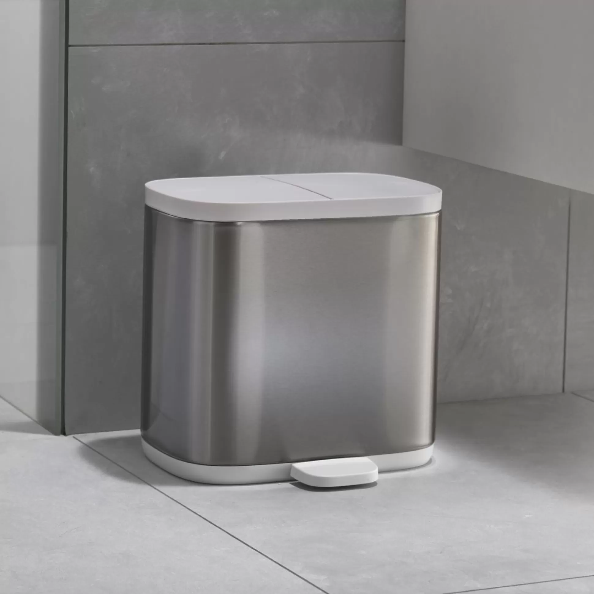 Bathroom Accessories>Meadows and Byrne Split Recycler Waste Bin - Steel