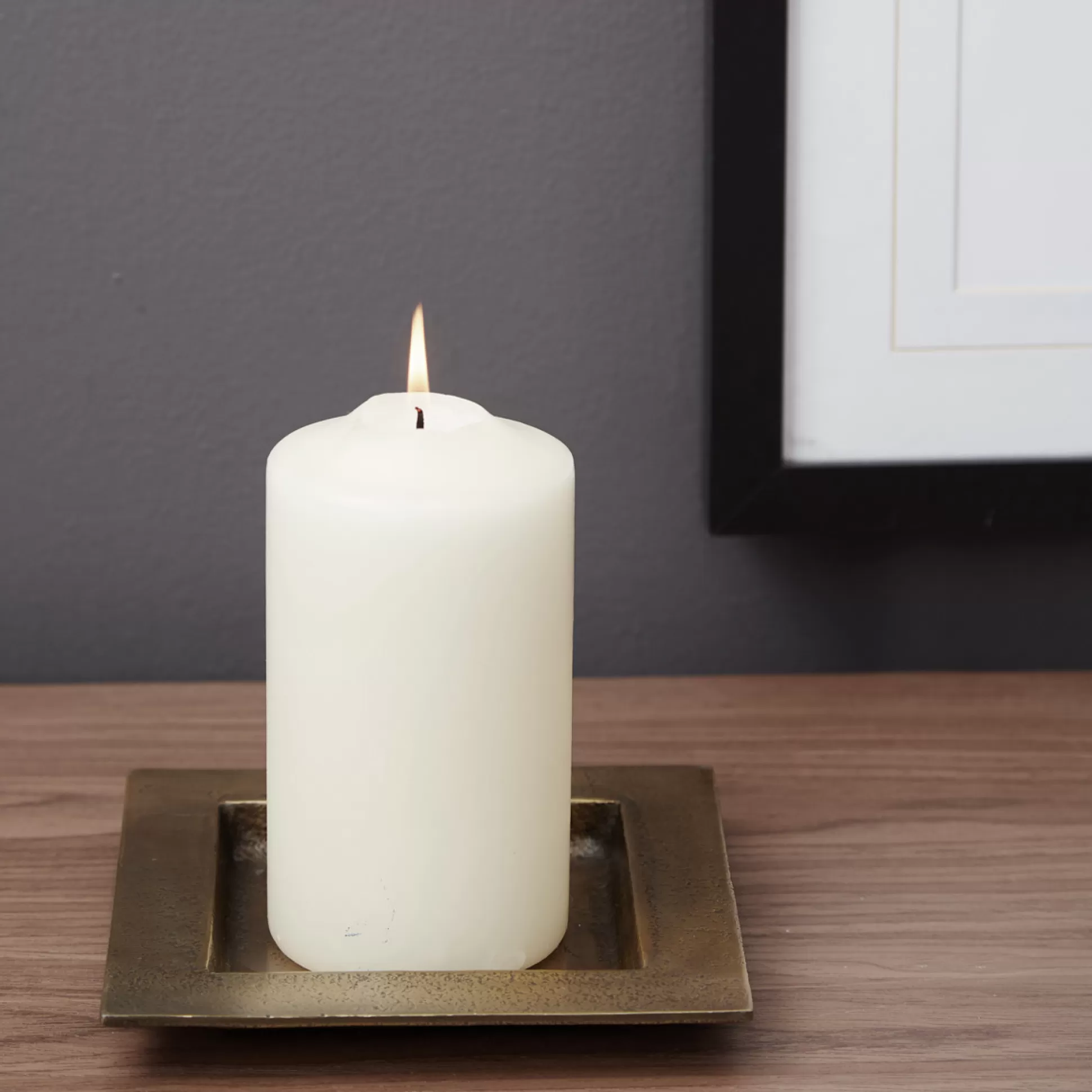 Candle Holders>Meadows and Byrne Square Candle Platter - Antique Gold
