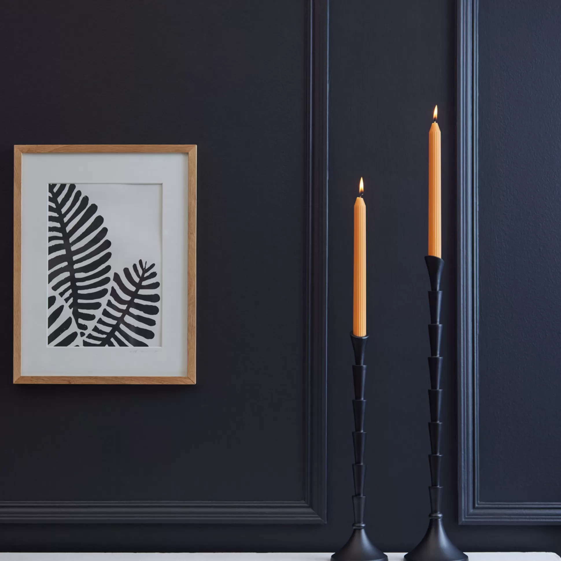Candle Holders>Meadows and Byrne Step Black Candlestick - Large