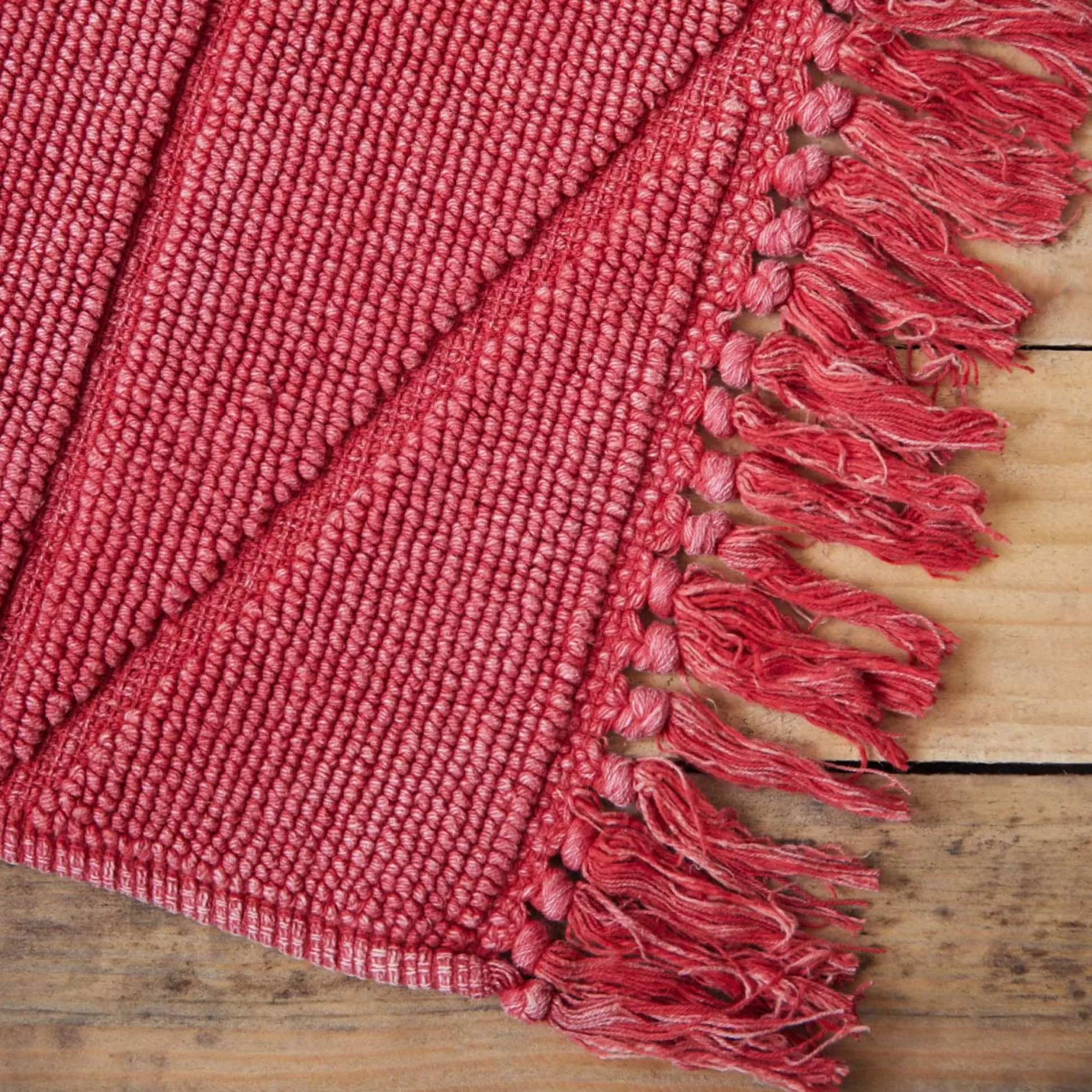 Bath Mats>Meadows and Byrne Stonewash Cotton Jacquard Bathmat - Red