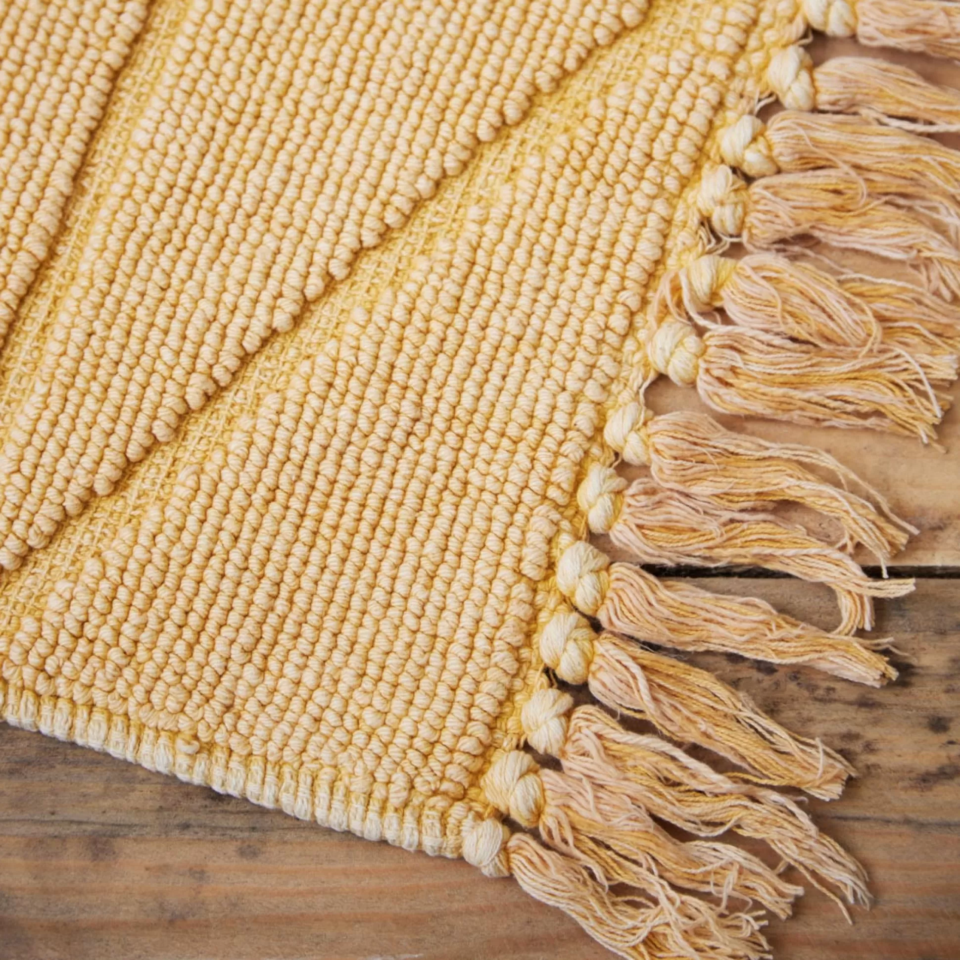 Bath Mats>Meadows and Byrne Stonewash Cotton Jacquard Bathmat - Yellow