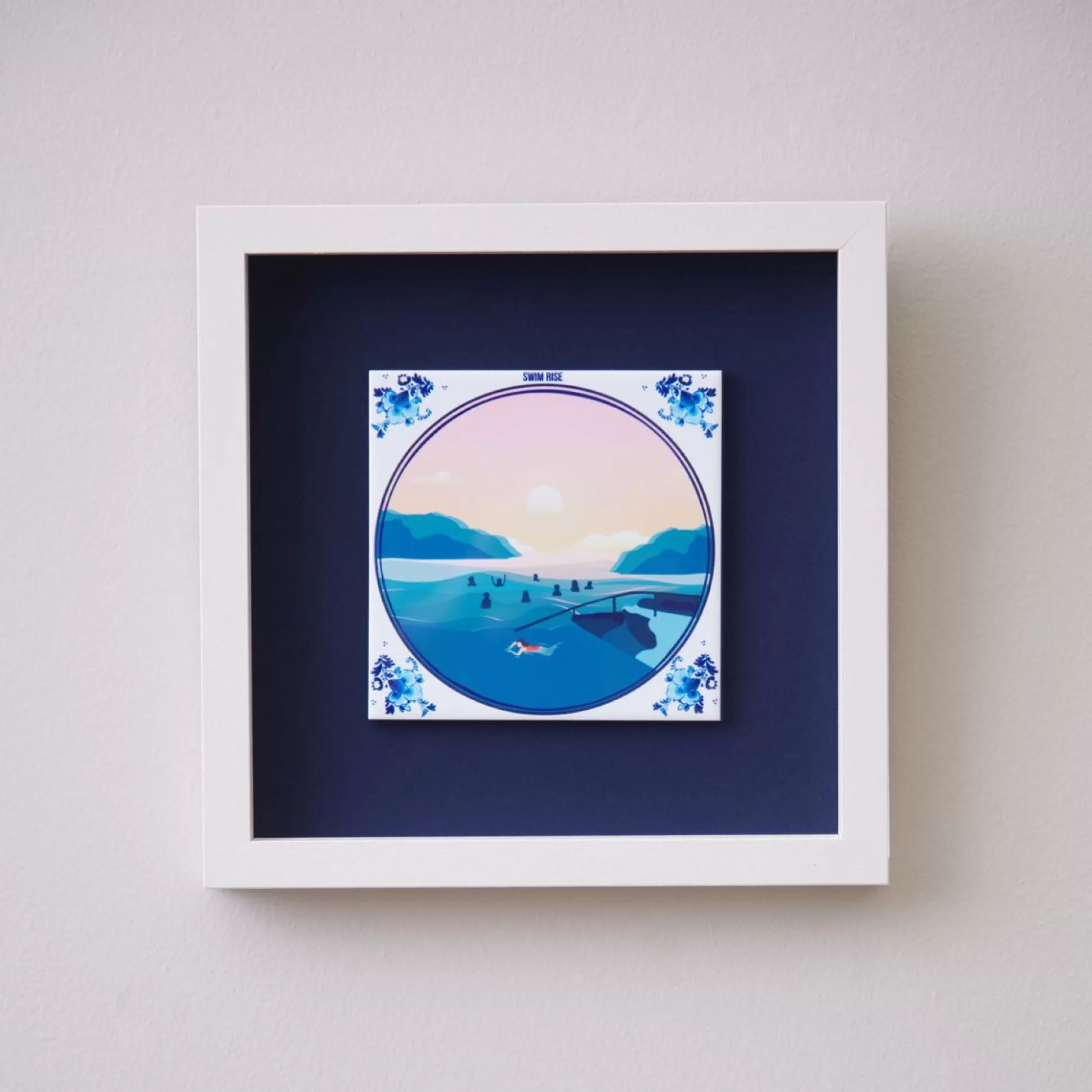 Wall Art & Picture Frames>Meadows and Byrne Swim Rise Framed Tile