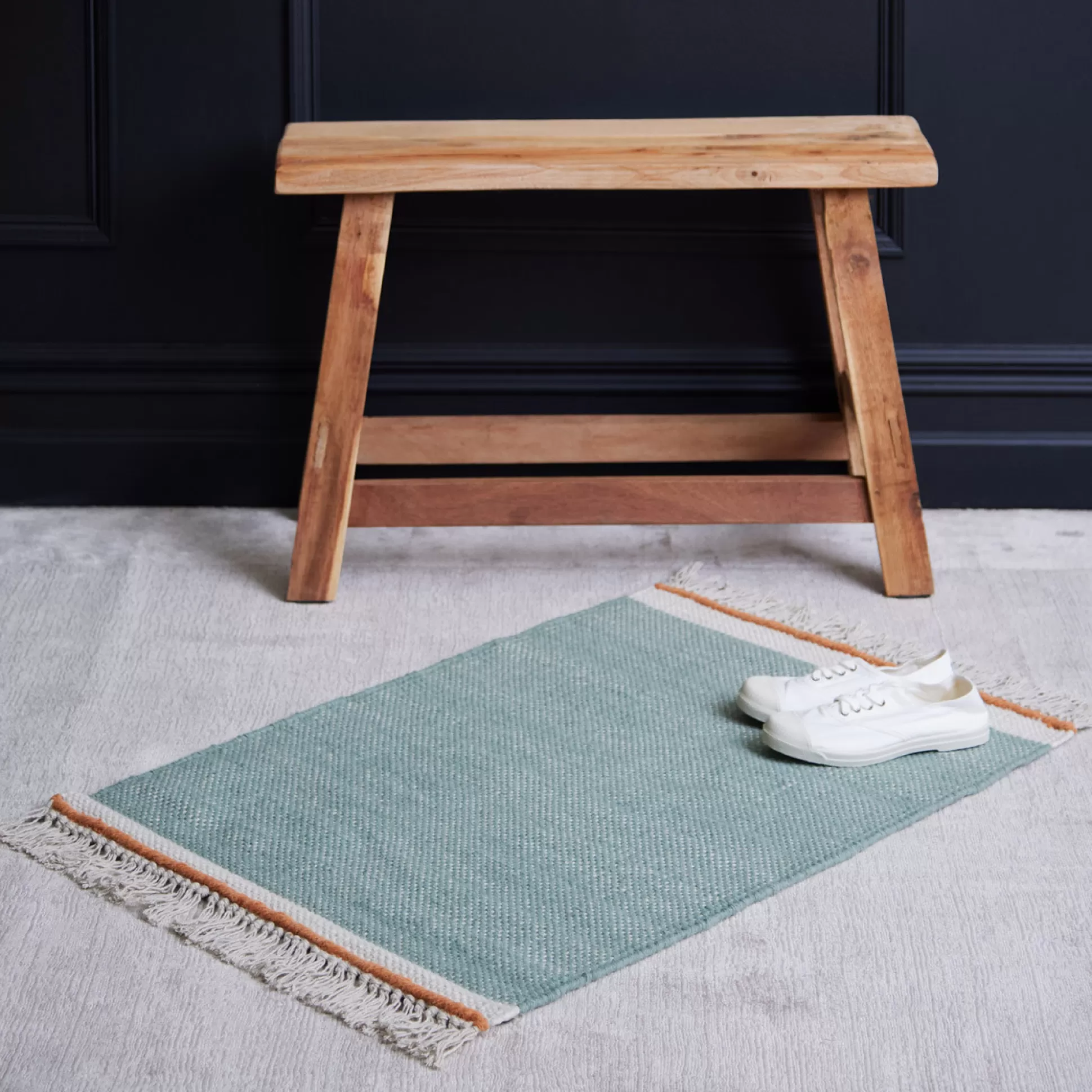 Rugs & Door Mats>Meadows and Byrne Tassilo Iceberg And Orange Stripe Rug