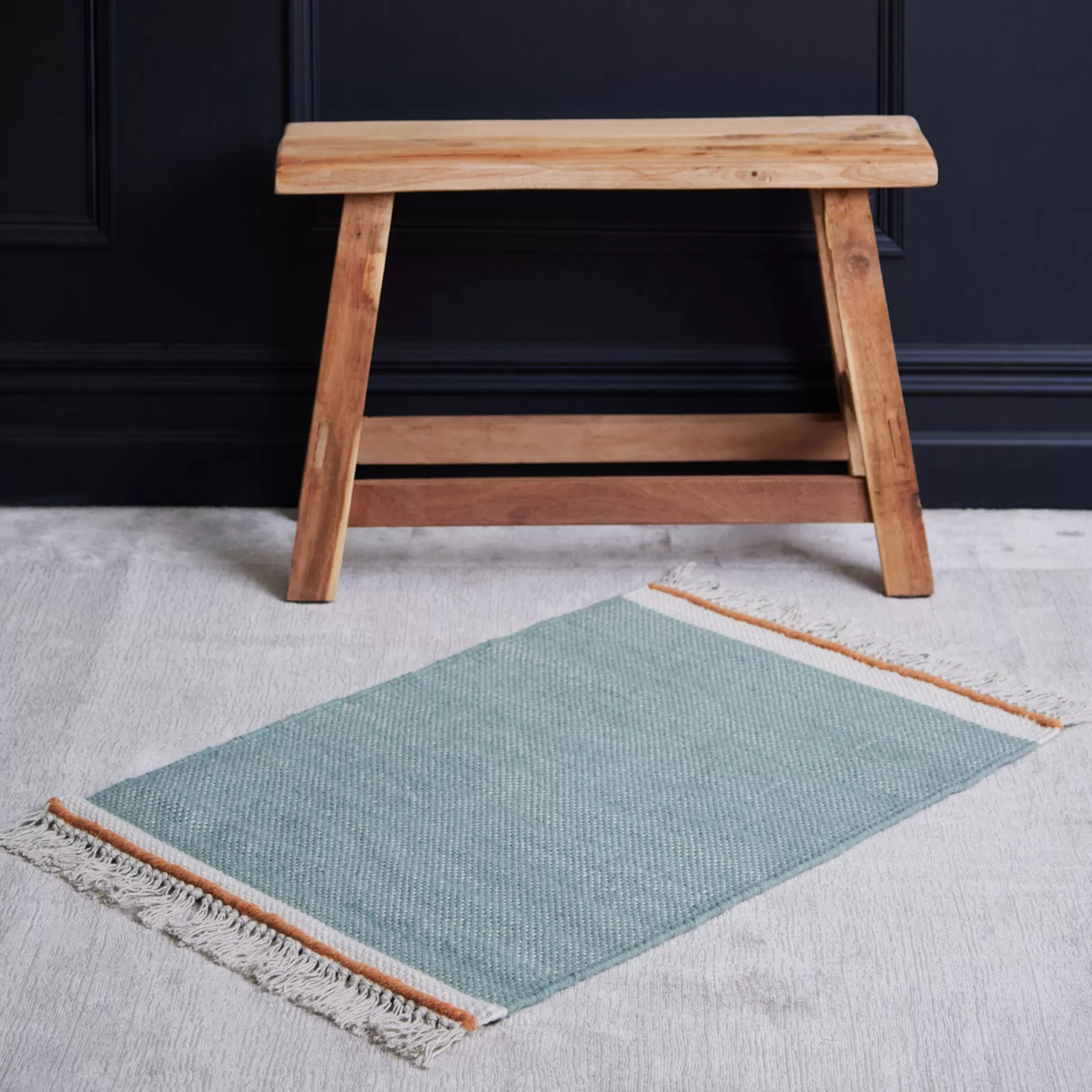 Rugs & Door Mats>Meadows and Byrne Tassilo Iceberg And Orange Stripe Rug