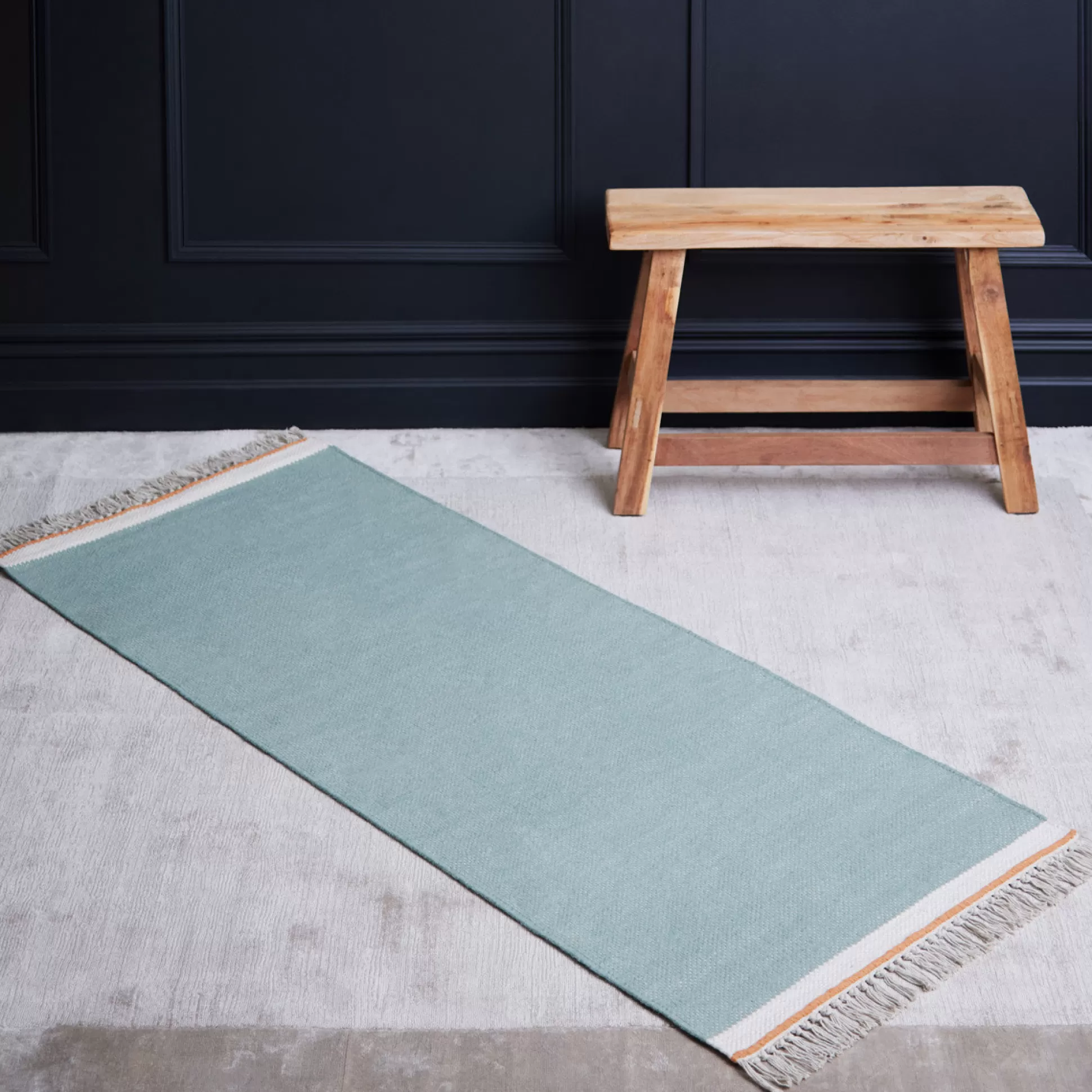 Rugs & Door Mats>Meadows and Byrne Tassilo Iceberg And Orange Stripe Runner