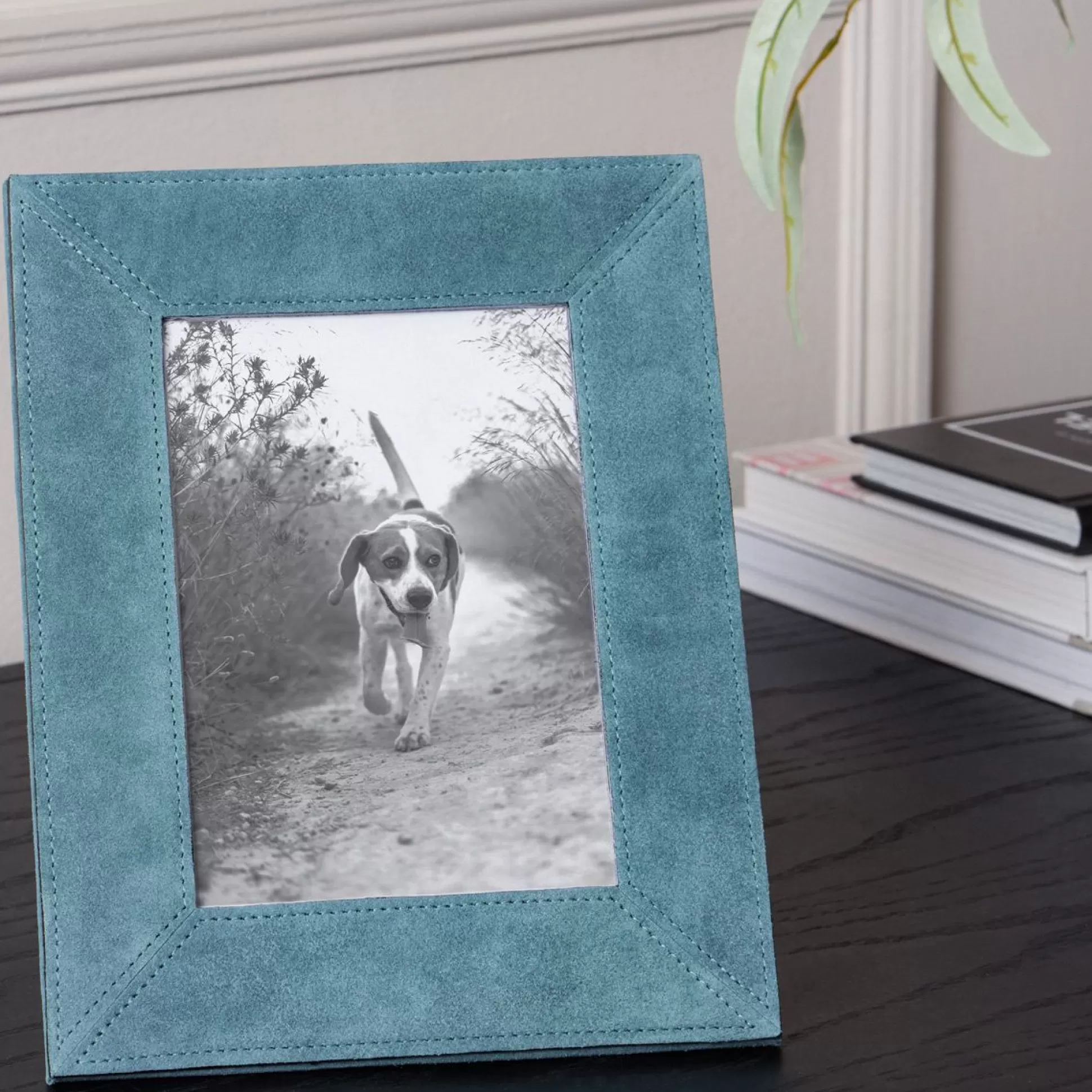 Wall Art & Picture Frames>Meadows and Byrne Teal Suede Picture Frame