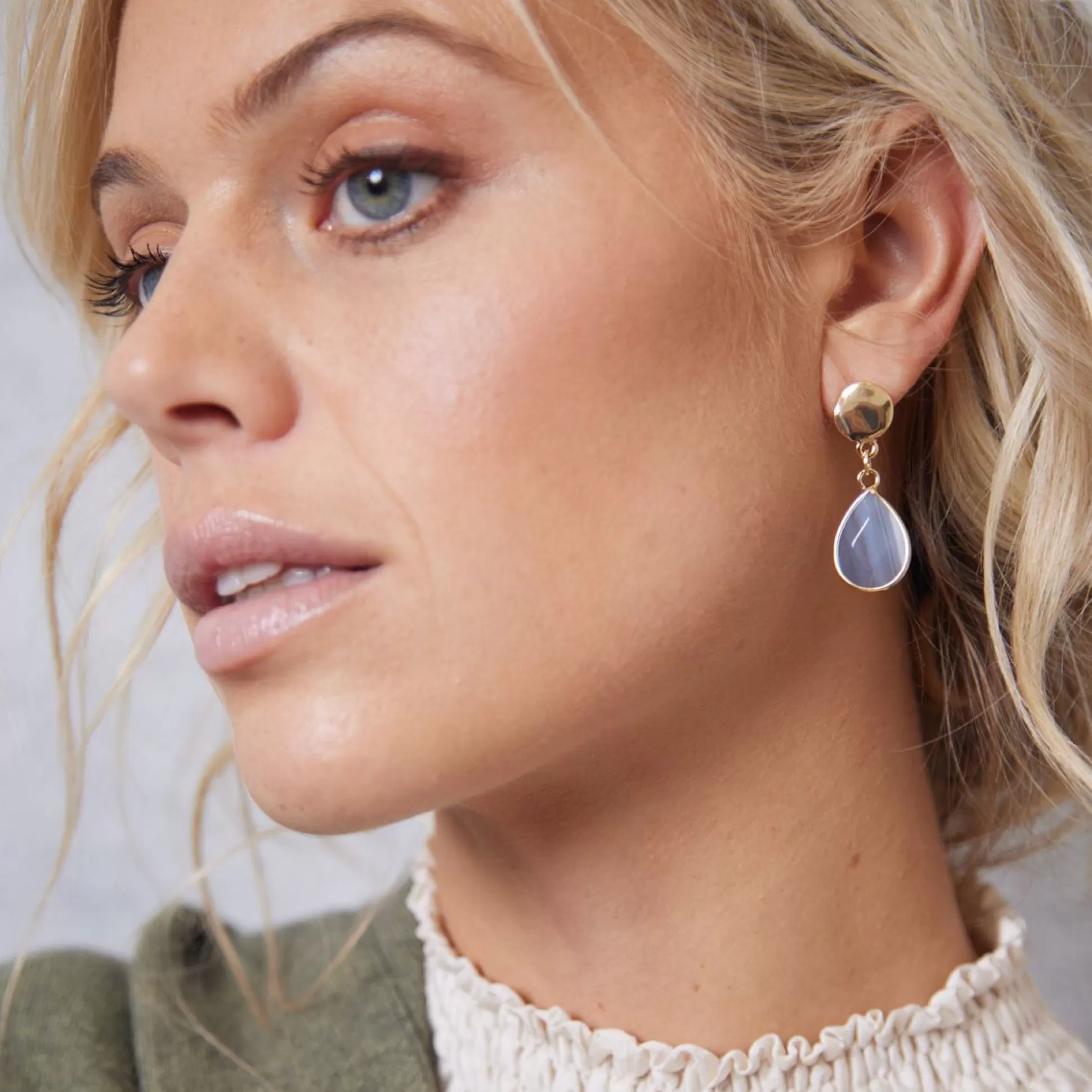 Jewellery>Meadows and Byrne Teardrop Earrings Gold/Grey