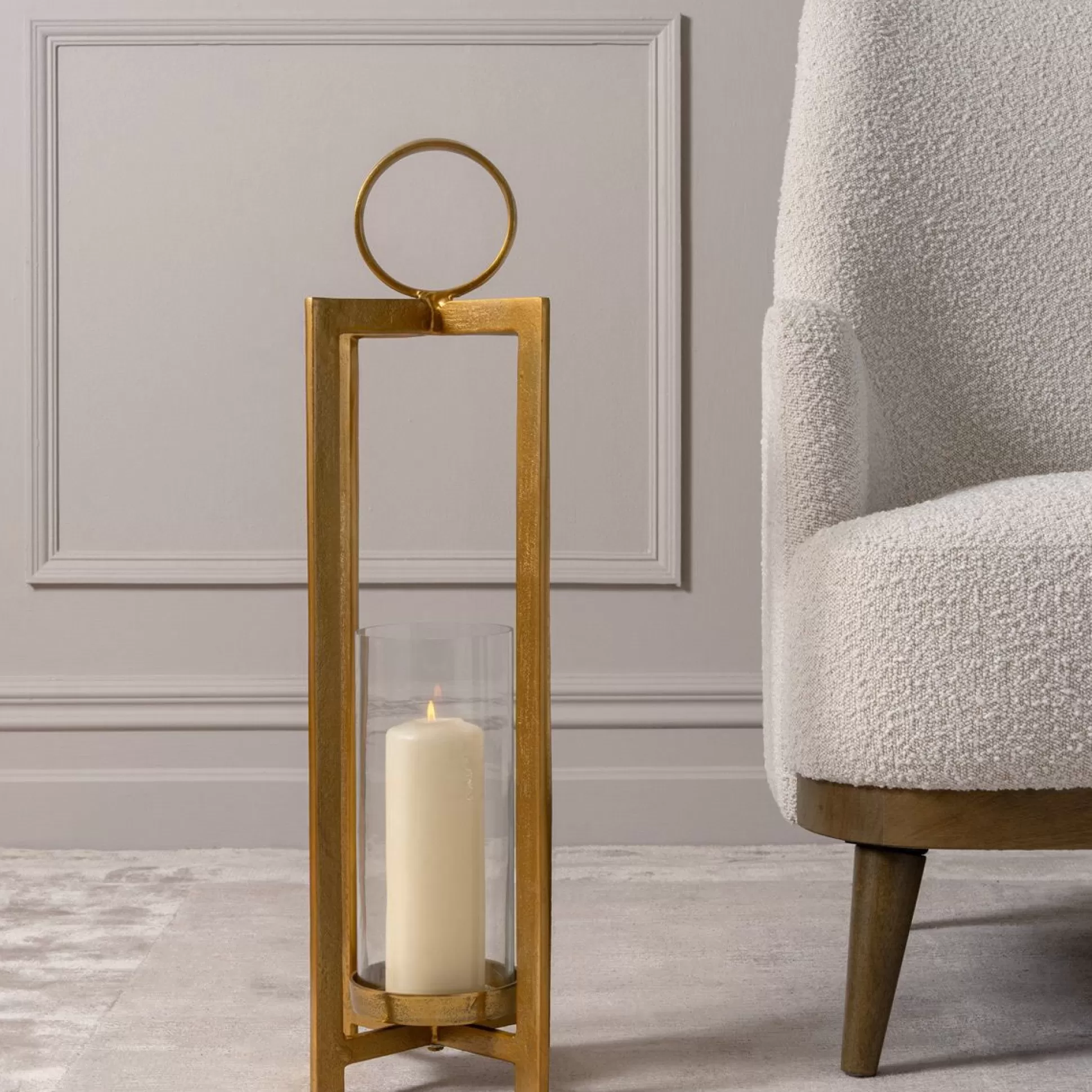 Candle Lanterns>Meadows and Byrne Thorpe Gold Hurricane With Glass - Large