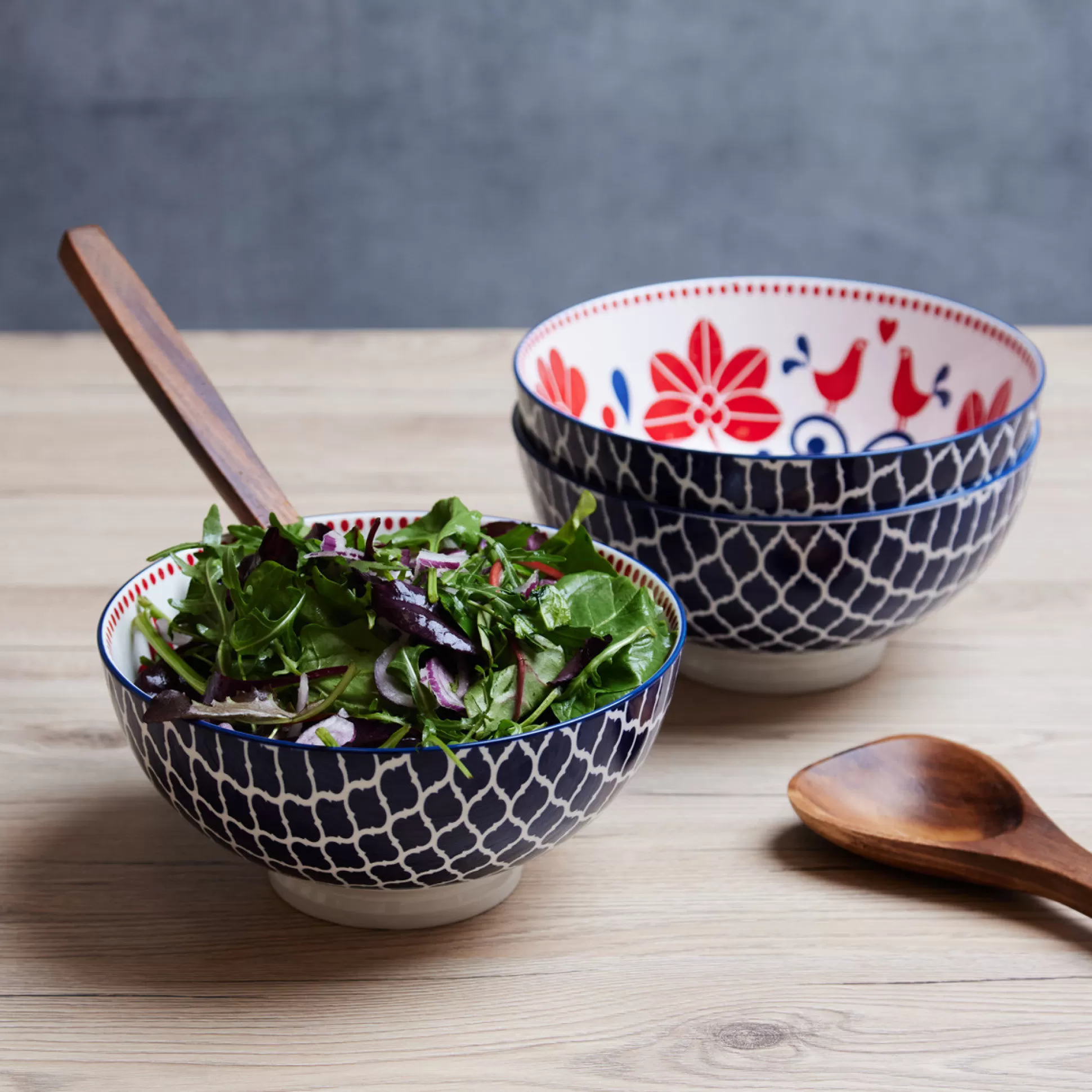 - Dinnerware Sets>Meadows and Byrne Tola Orange Bird/Navy Tile 20Cm Bowl - Set Of 3