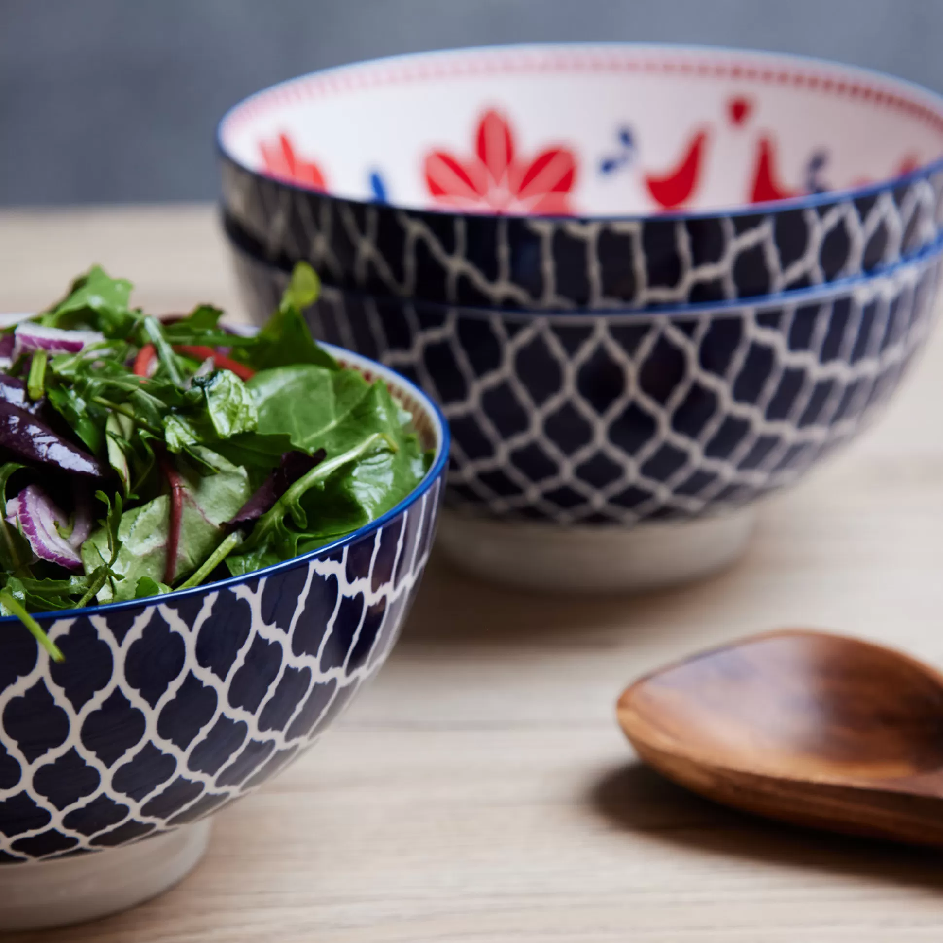 - Dinnerware Sets>Meadows and Byrne Tola Orange Bird/Navy Tile 20Cm Bowl - Set Of 3