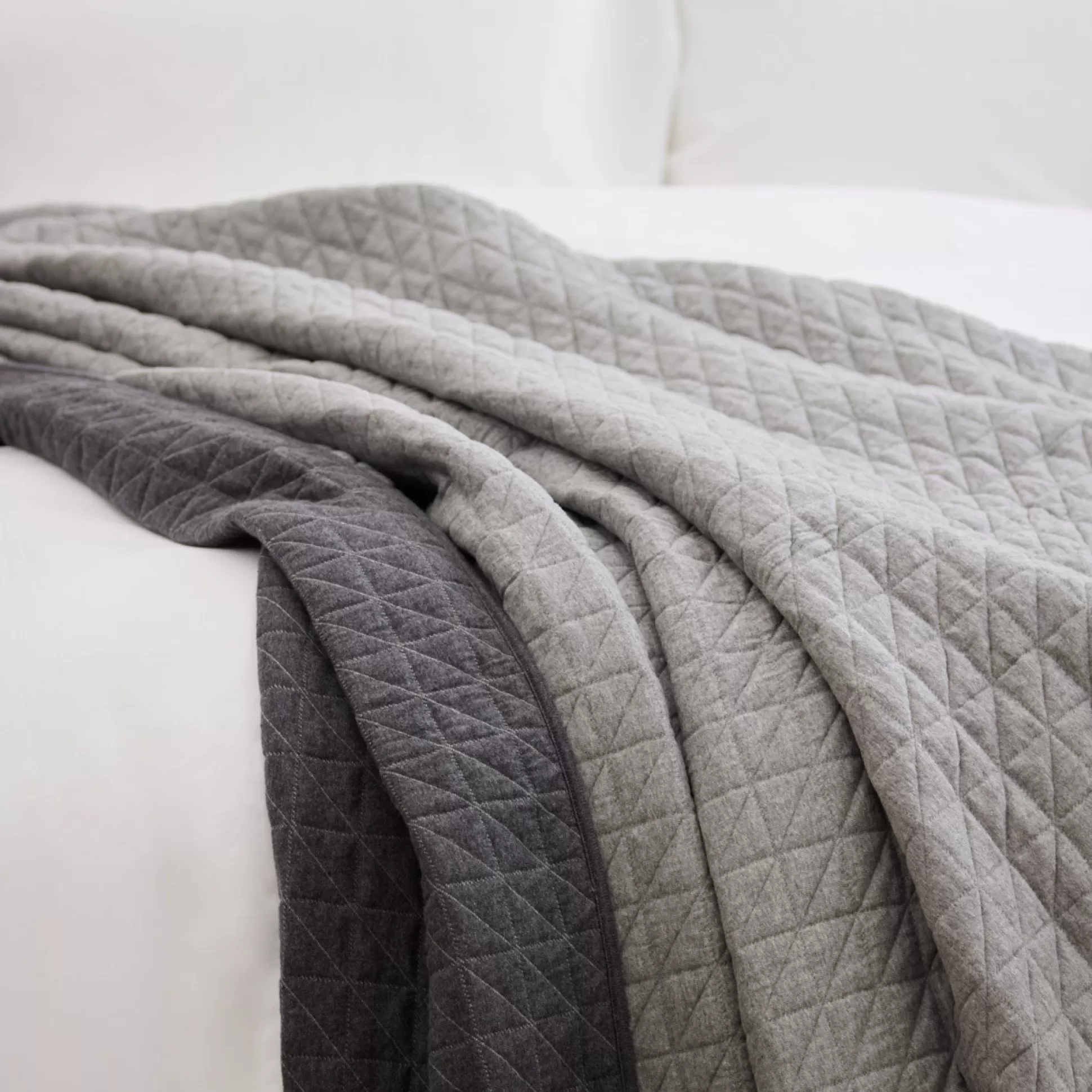 Bedspreads>Meadows and Byrne Triangle Quilted Bed Spread - Charcoal
