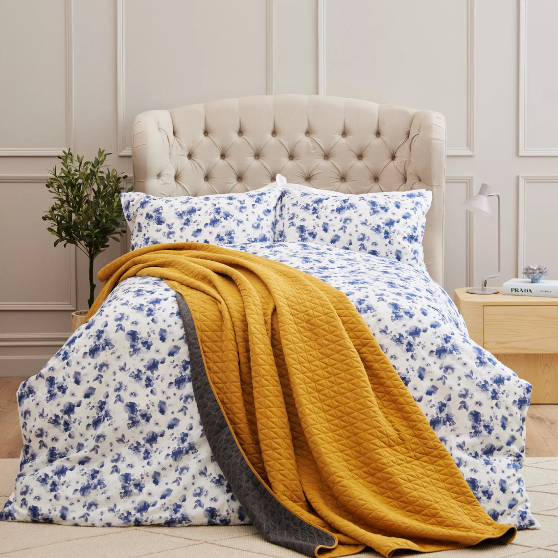 Bedspreads>Meadows and Byrne Triangle Quilted Bed Spread - Mustard