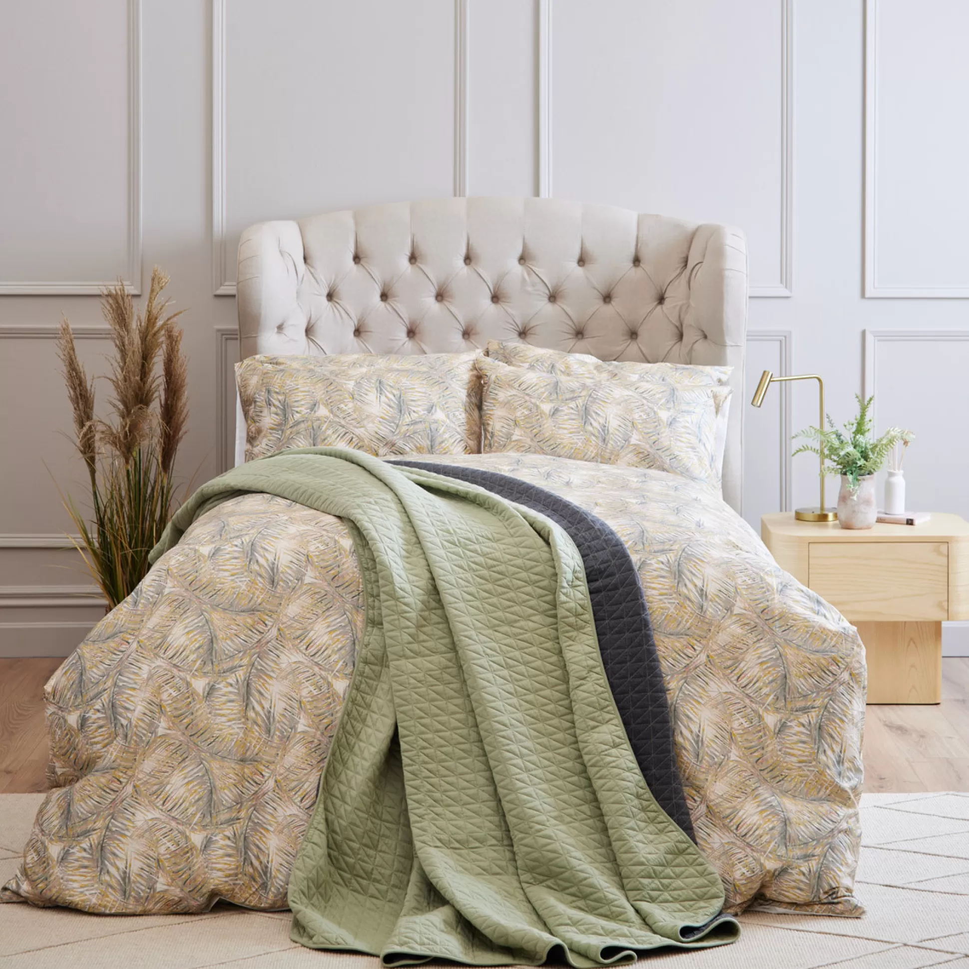 Bedspreads>Meadows and Byrne Triangle Quilted Bed Spread - Sage